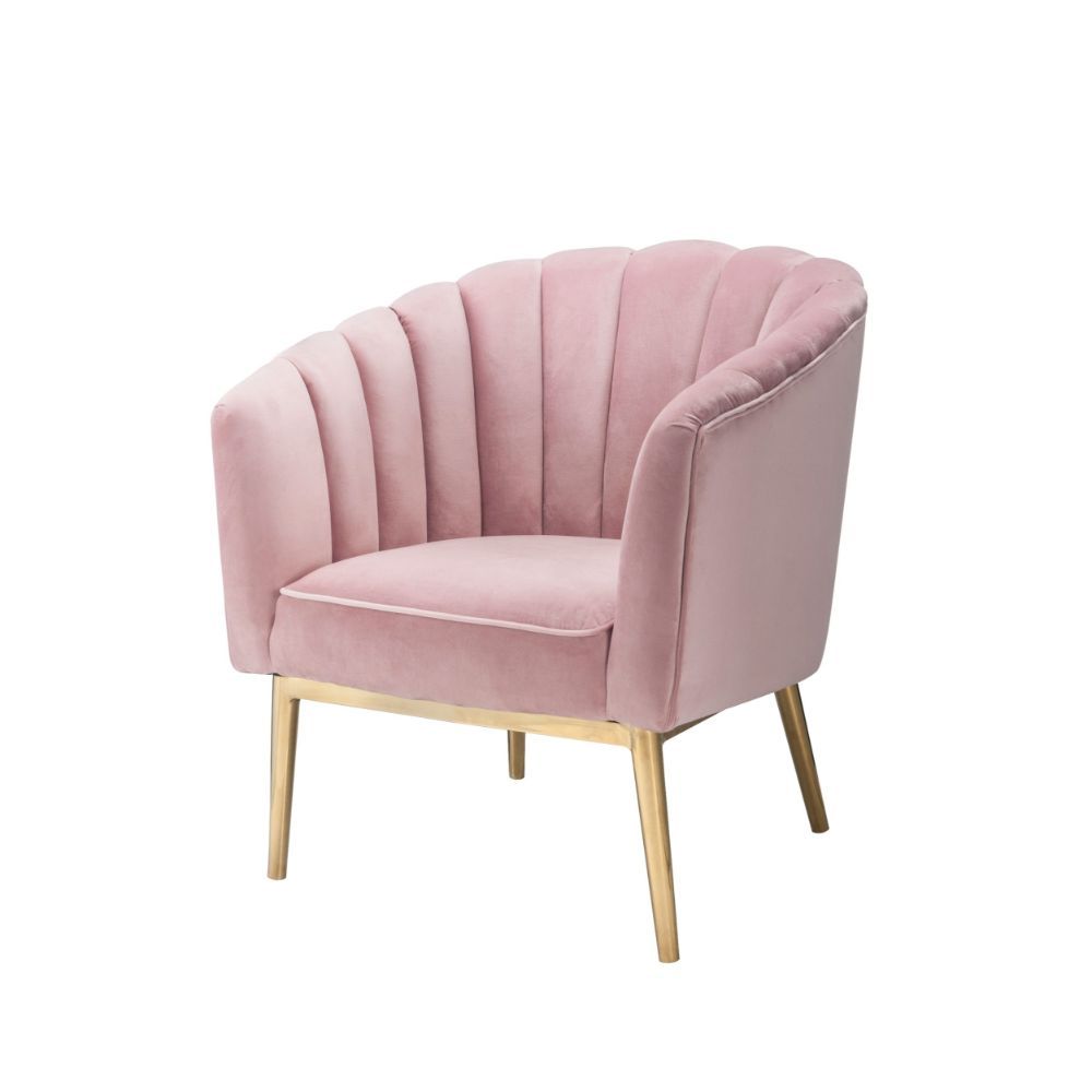 ACME Refined carving with authentic styling, the Colla accent chair is the embodiment of elegance. The thick padded velvet cushion with straight-lined detailing offers superior coziness. | Meri Furniture