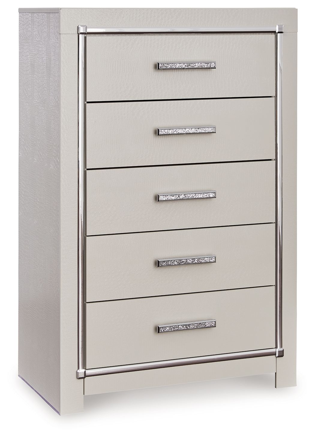 Signature Design by Ashley® Zyniden - Silver - Five Drawer Chest | Meri Furniture