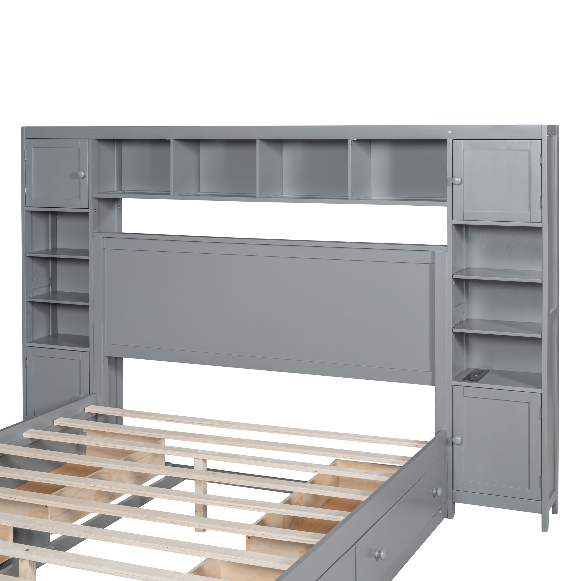 Bed With All In One Cabinet, Shelf And Sockets