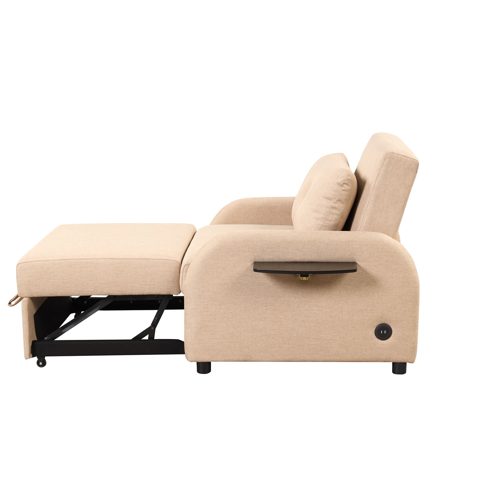Versatile Pull Out Sofa Sleeper 3 In 1 With Wing Table & USB Charge, Compact Design