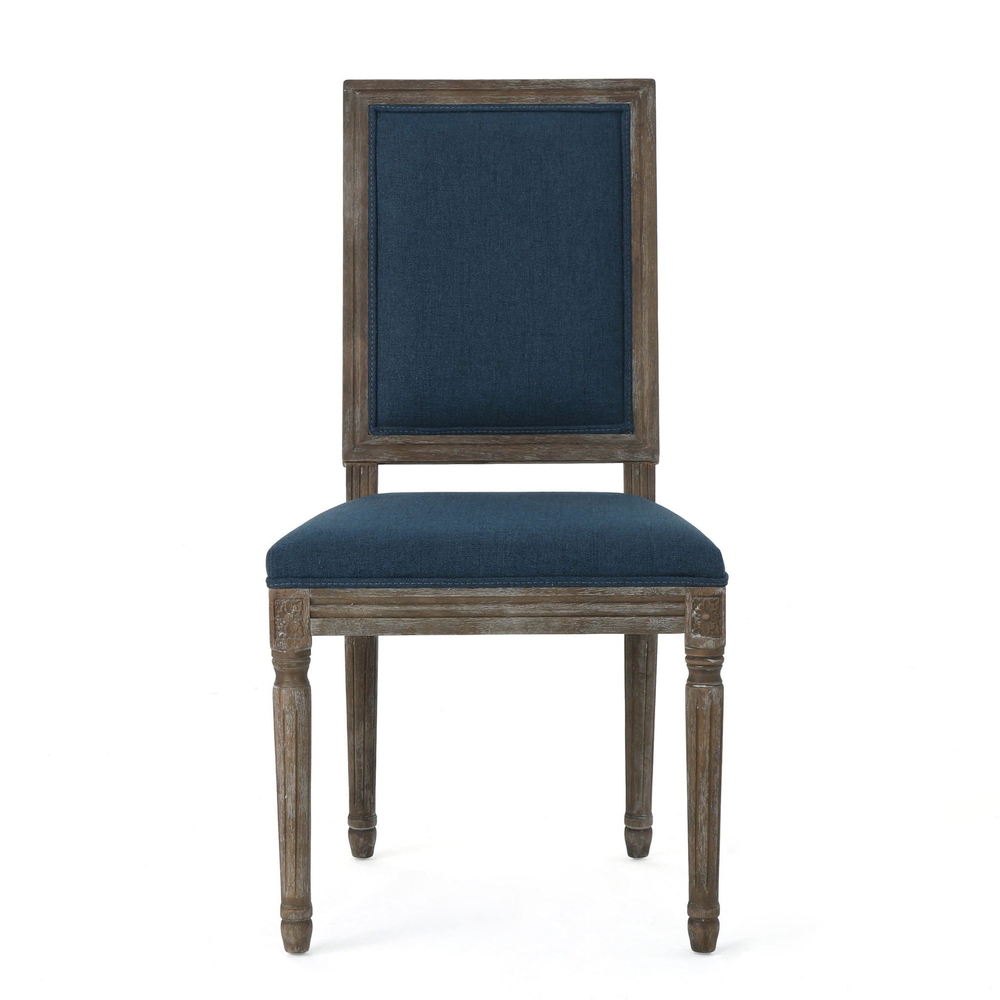 Traditional Style Dining Chair Set With Fabric Upholstery