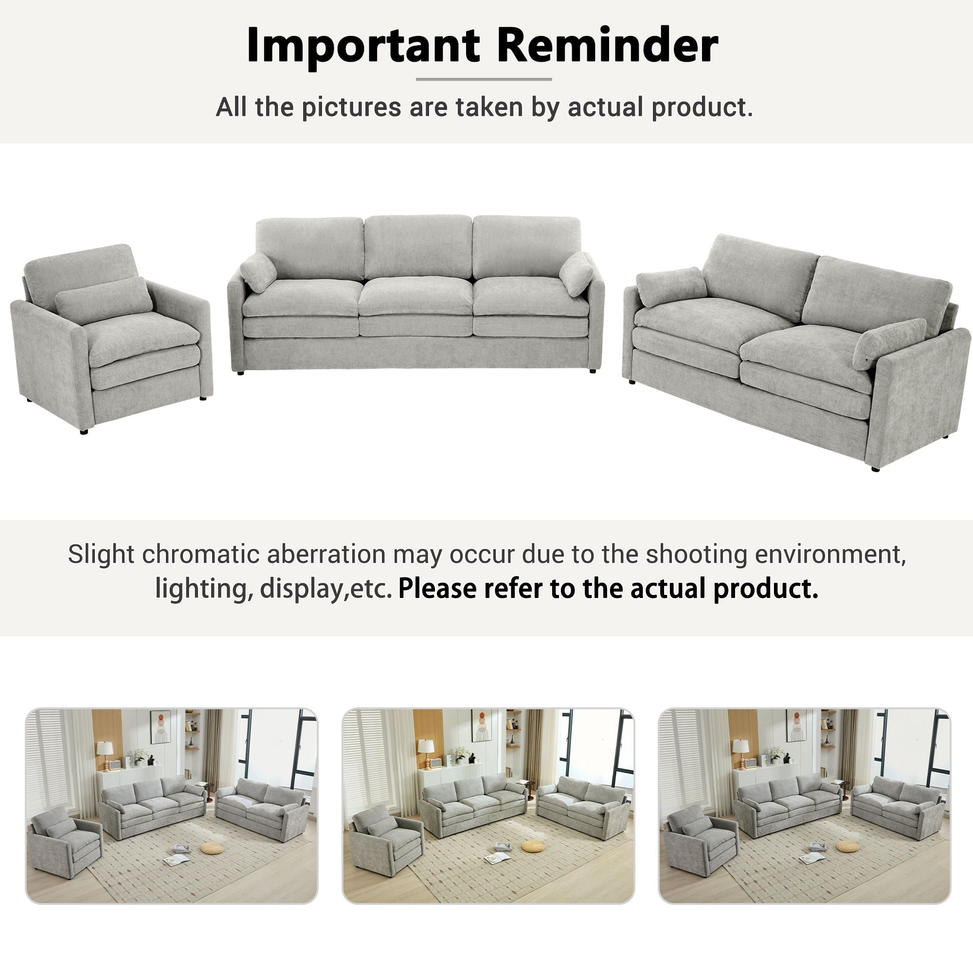 Cloud Sofa Set Couch For Living Room - Light Gray