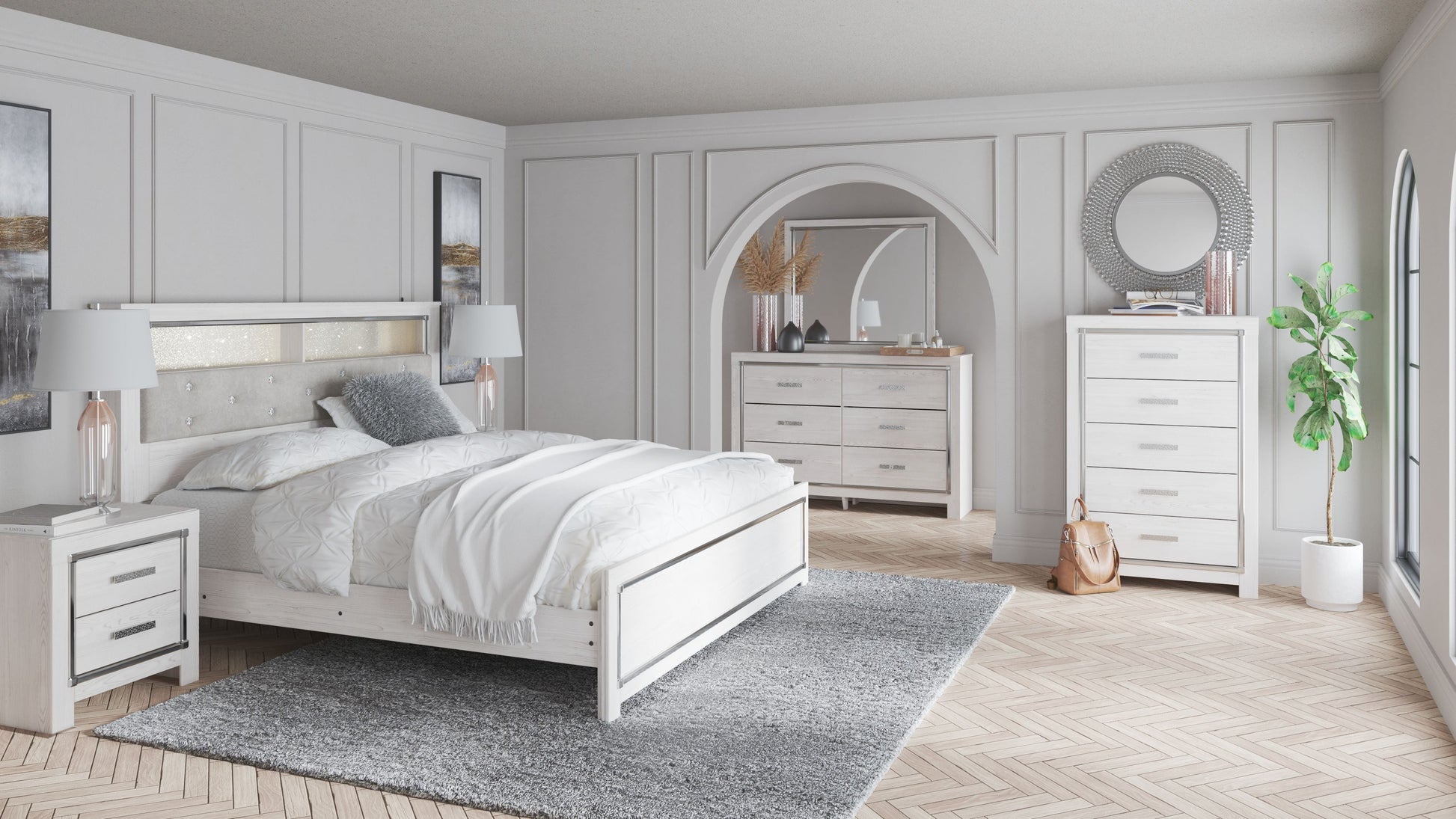 Signature Design by Ashley® Altyra - Dresser, Mirror, Panel Bookcase Bed | Meri Furniture
