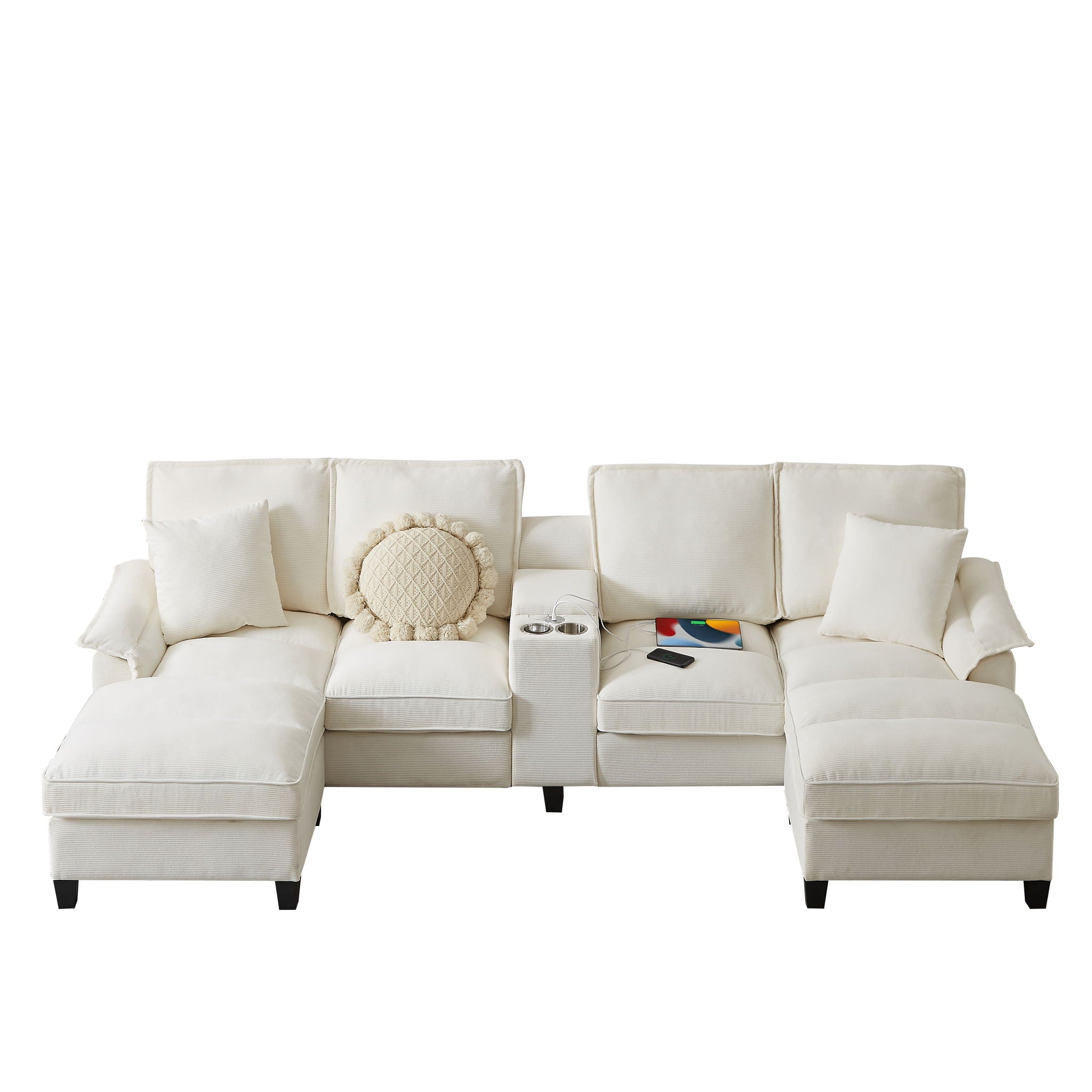 Modern U-Shaped Sectional Sofa Bed With Storage