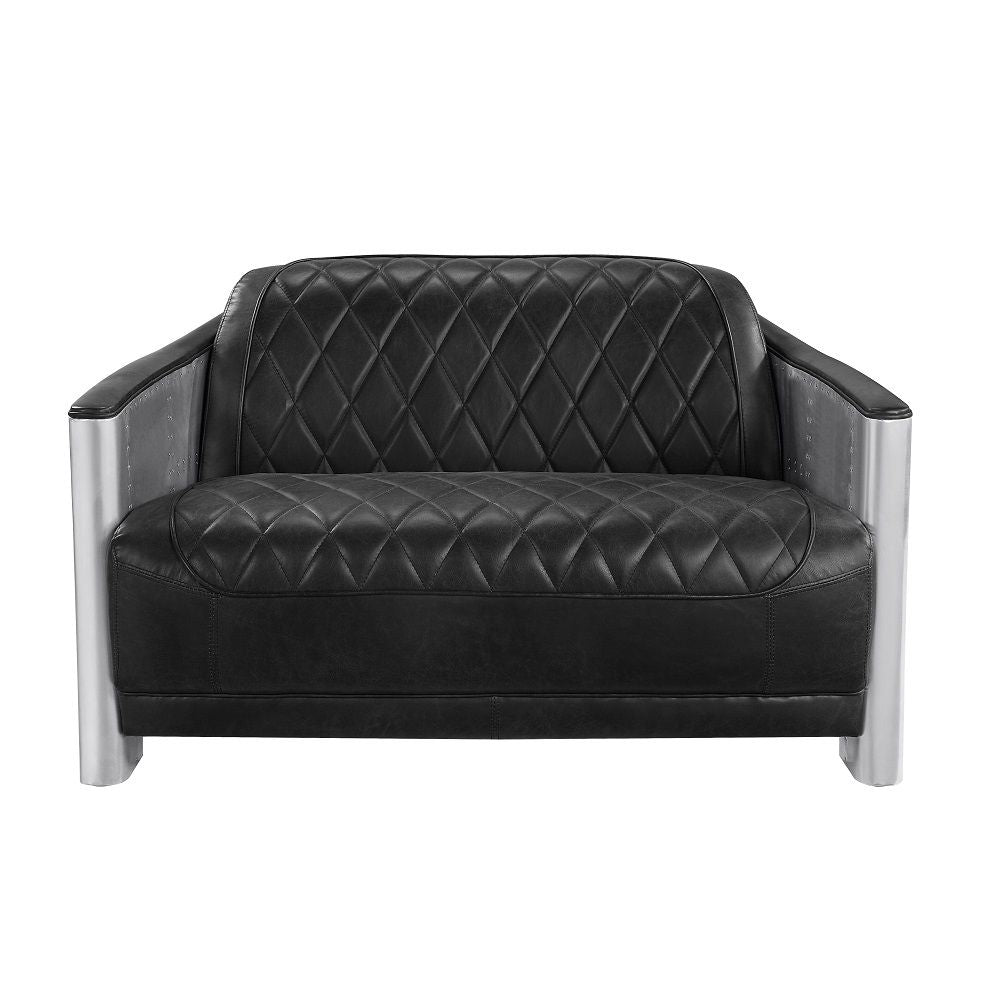 ACME Sedna - Loveseat - Espresso & Aluminum | Meri Furniture