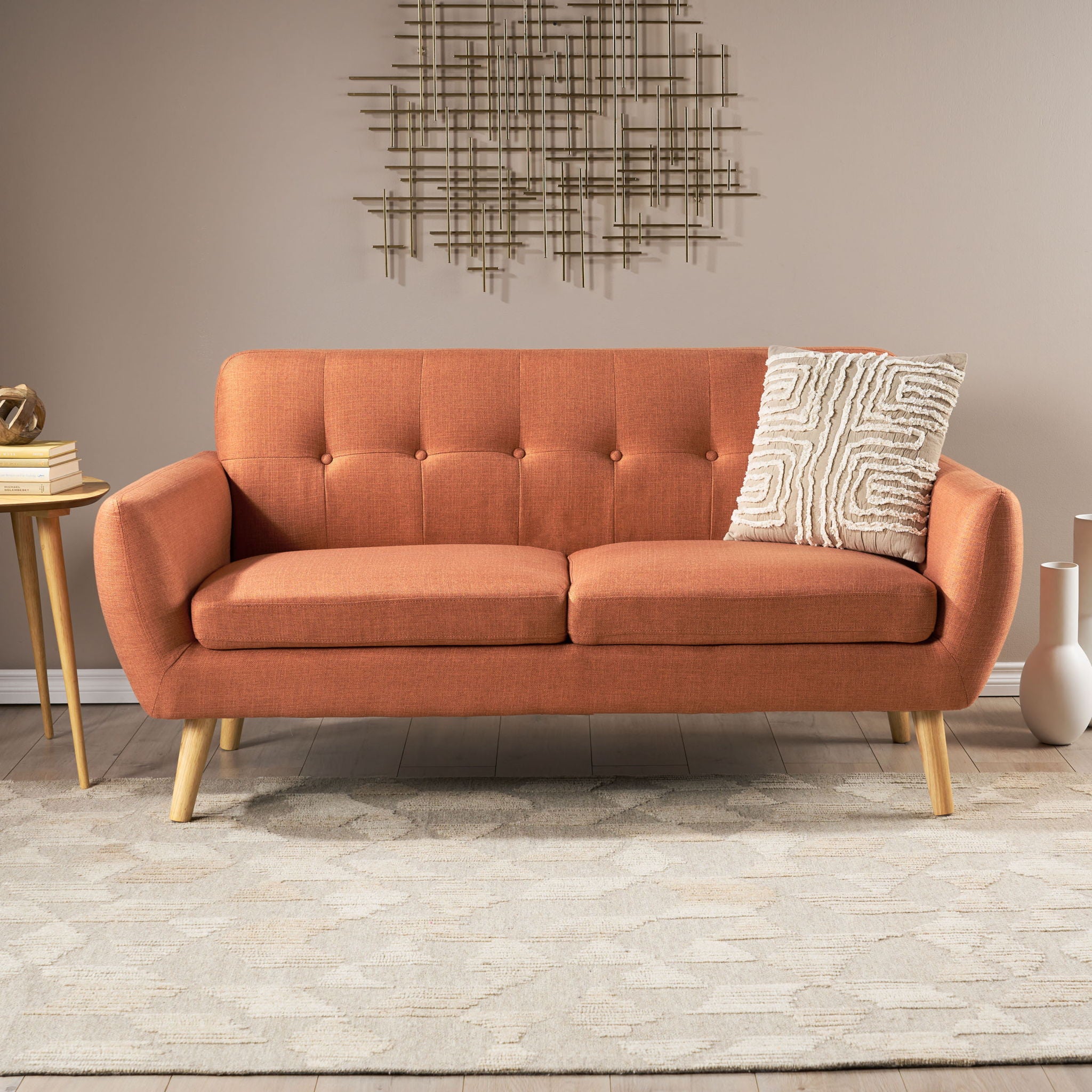 Modern Loveseat Sofa With Button Tufted Backrest