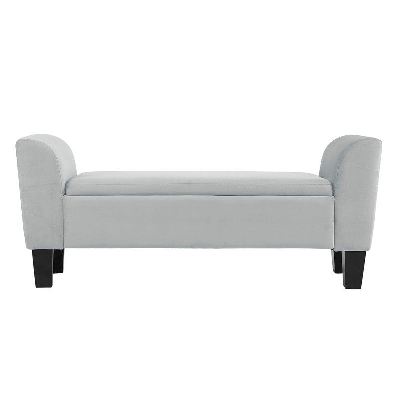 Mila 55"W Gray Velvet Ottoman Bench with Storage