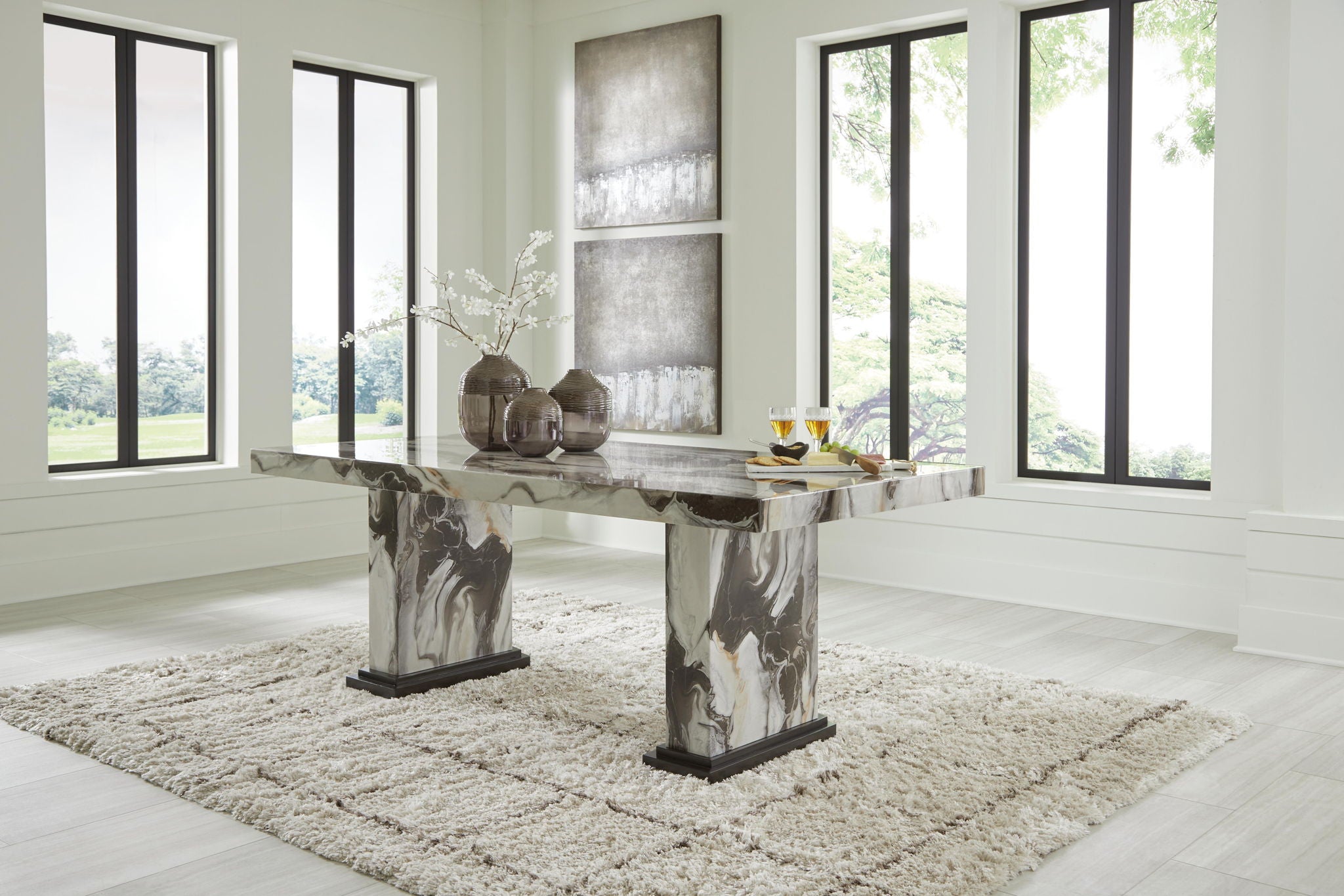 Jeshina - Dining Table - Dark Brown / Beige