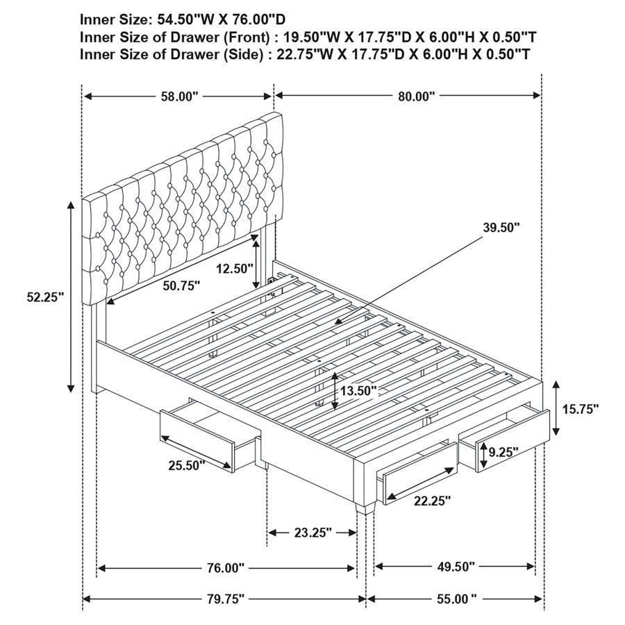 Coaster Fine Furniture Soledad - Upholstered Storage Panel Bed | Meri Furniture