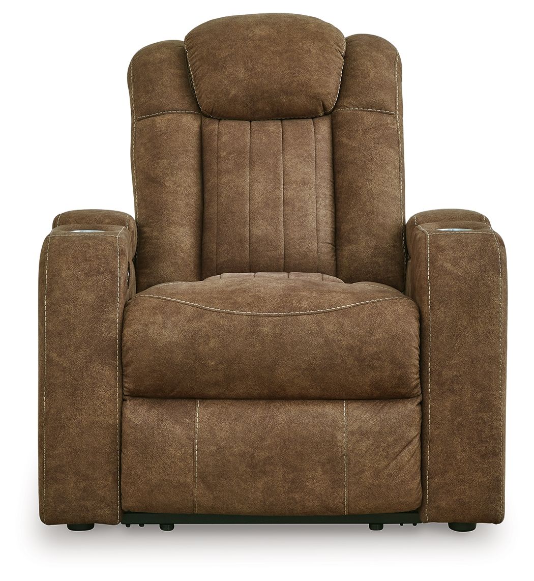 Signature Design by Ashley® Wolfridge - Brindle - Power Recliner/Adj Headrest | Meri Furniture