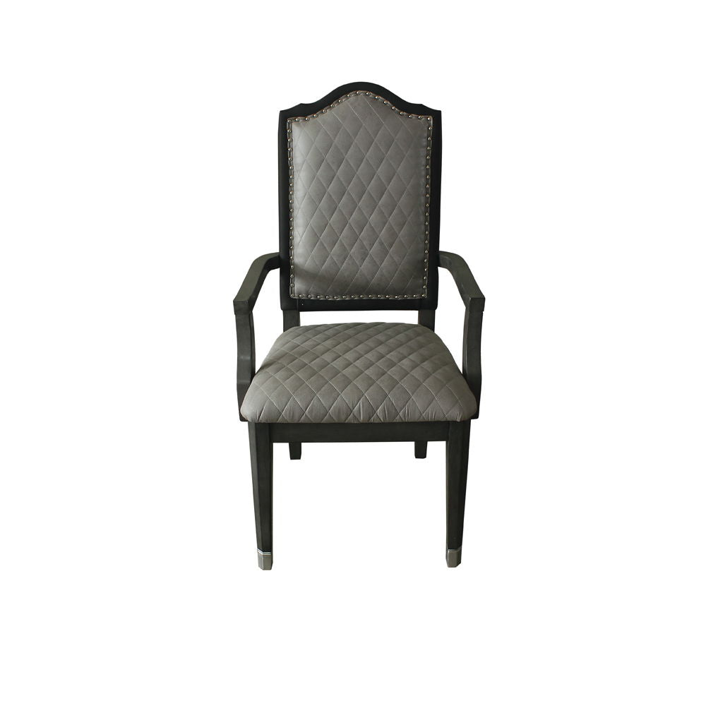 House Beatrice - Arm Chair Set of 2) - Two Tone Gray Fabric & Charcoal