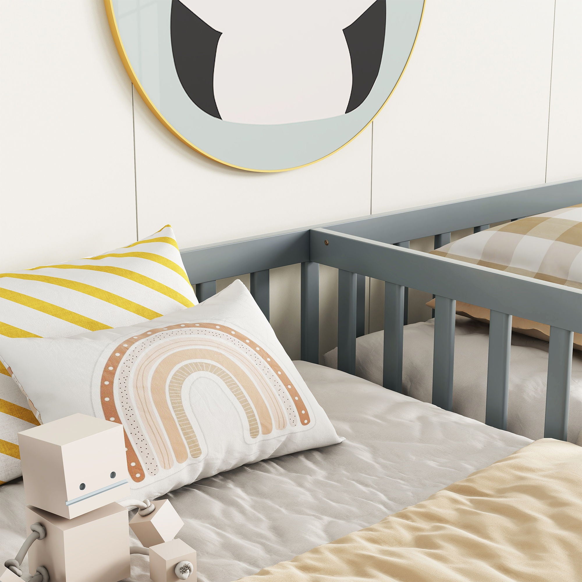 Double Floor Bed With Fence, Guardrails, Without Door