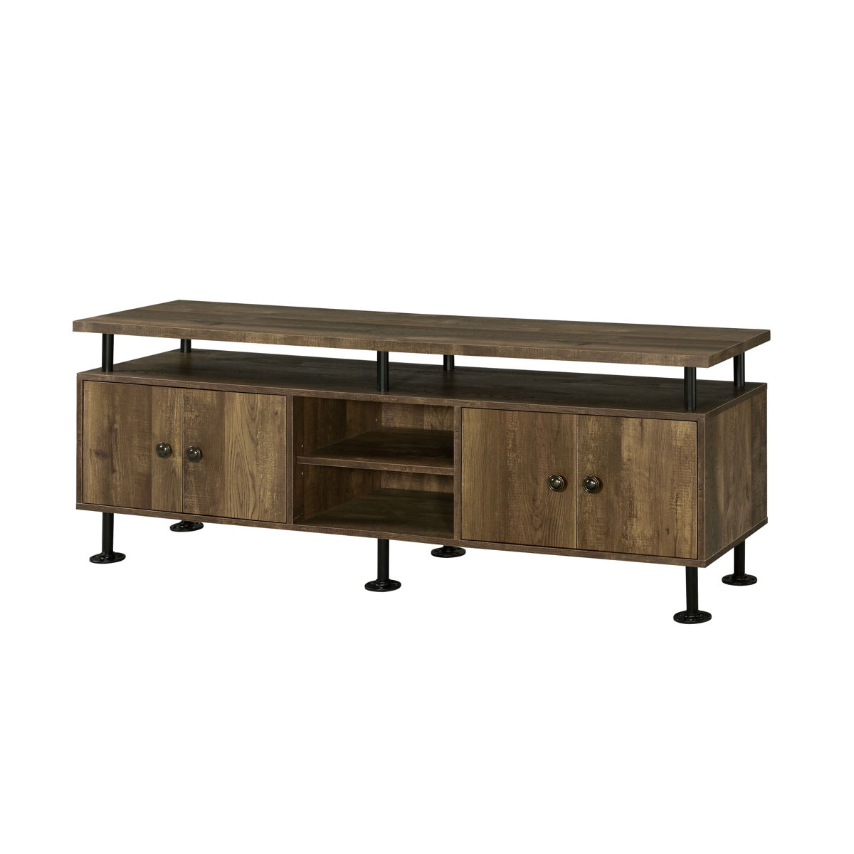 ACME Ensata II - TV Stand - Rustic Oak & Black Finish | Meri Furniture