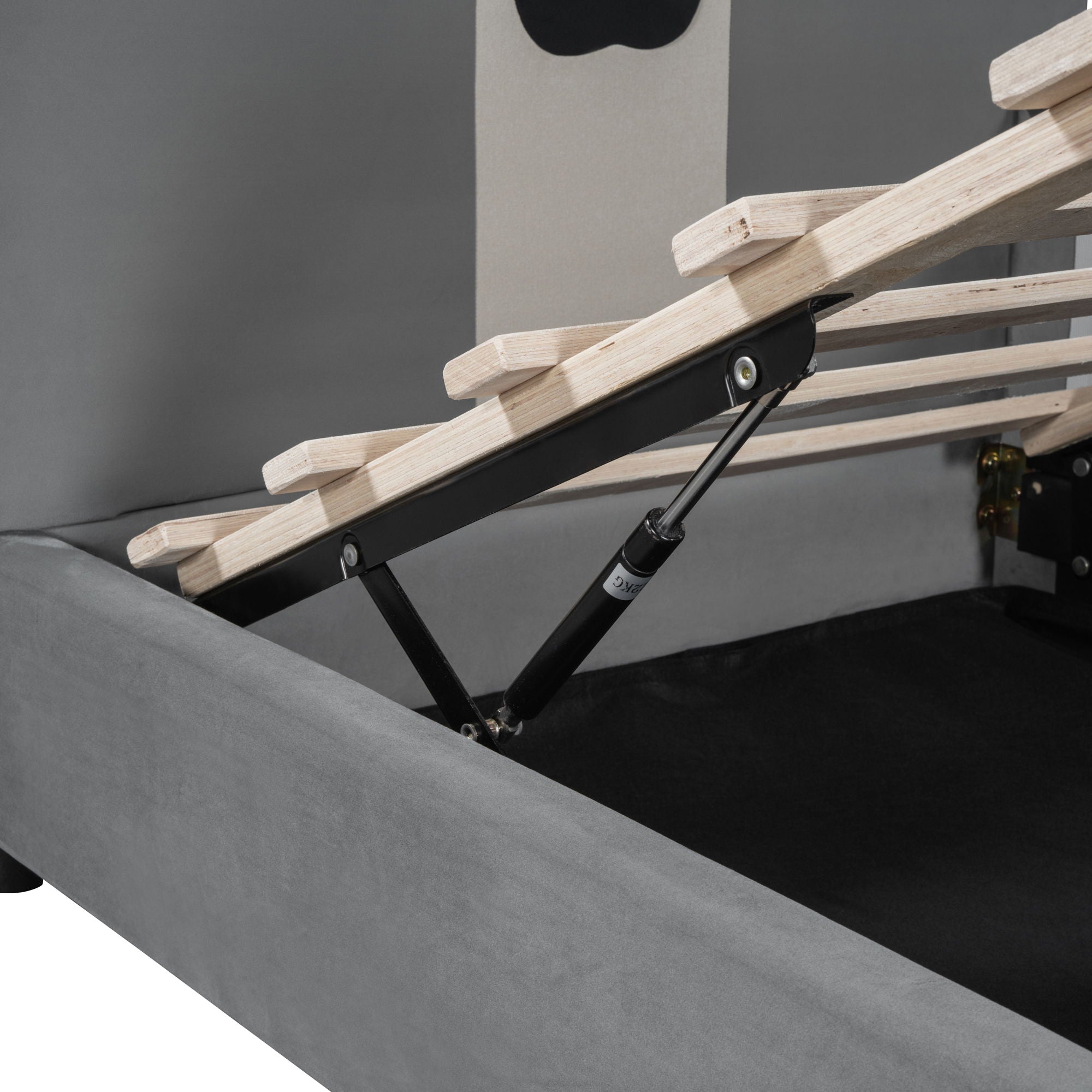 Upholstered Daybed With Bear Shaped Headboard, Hydraulic System And Breathable Mesh Fence