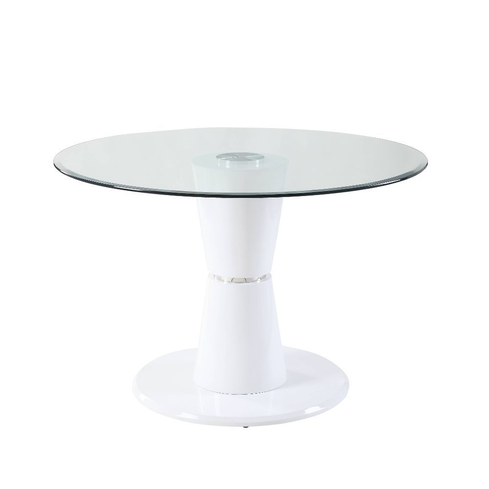 ACME Kavi - Coffee Table - Clear Glass & White High Gloss | Meri Furniture