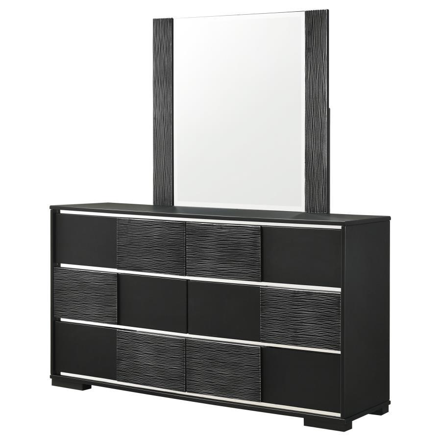 Coaster Fine Furniture Blacktoft - 6-Drawer Dresser With Mirror - Black | Meri Furniture