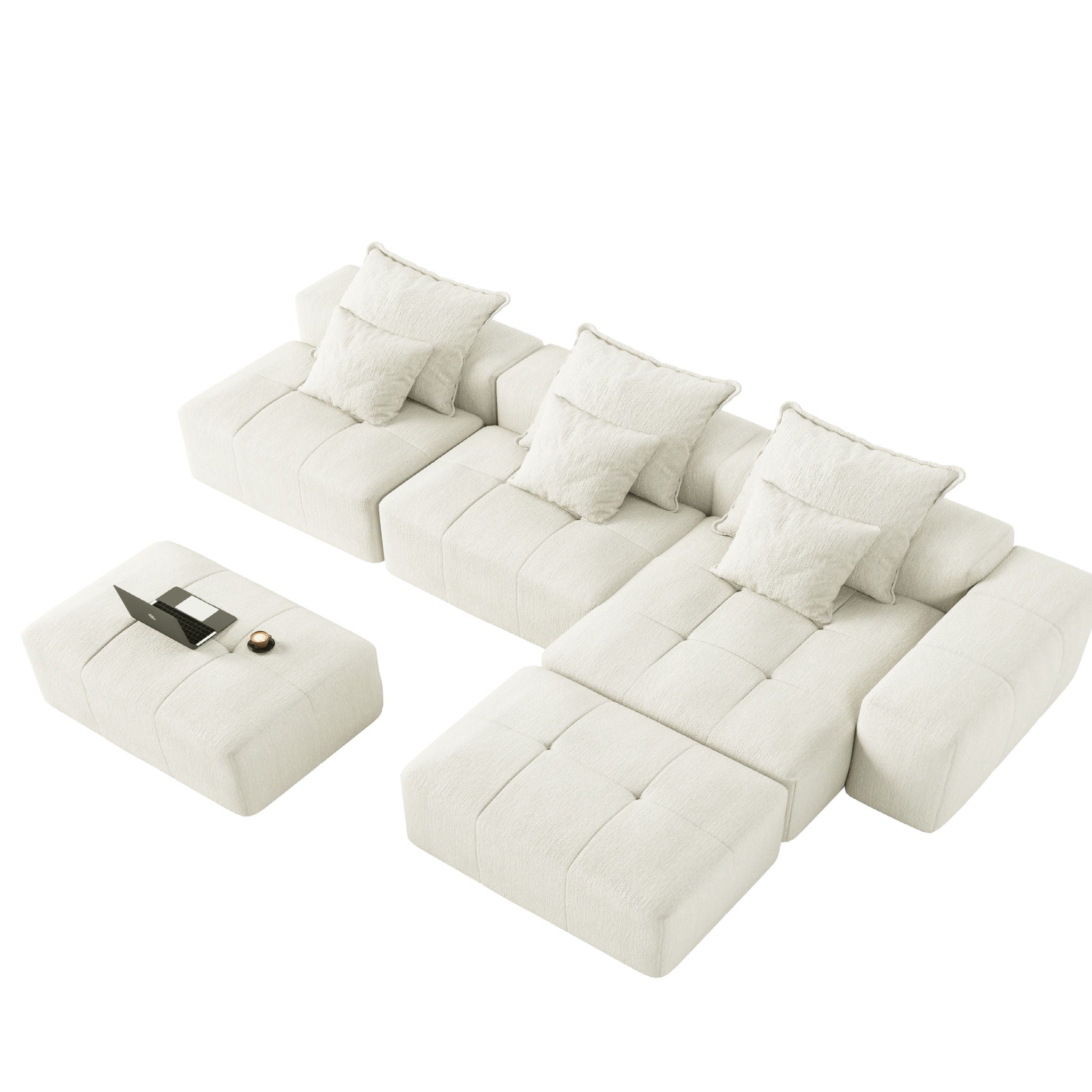 Modern Oversized Diy Combination Modular Sectional Sofa With Pillows