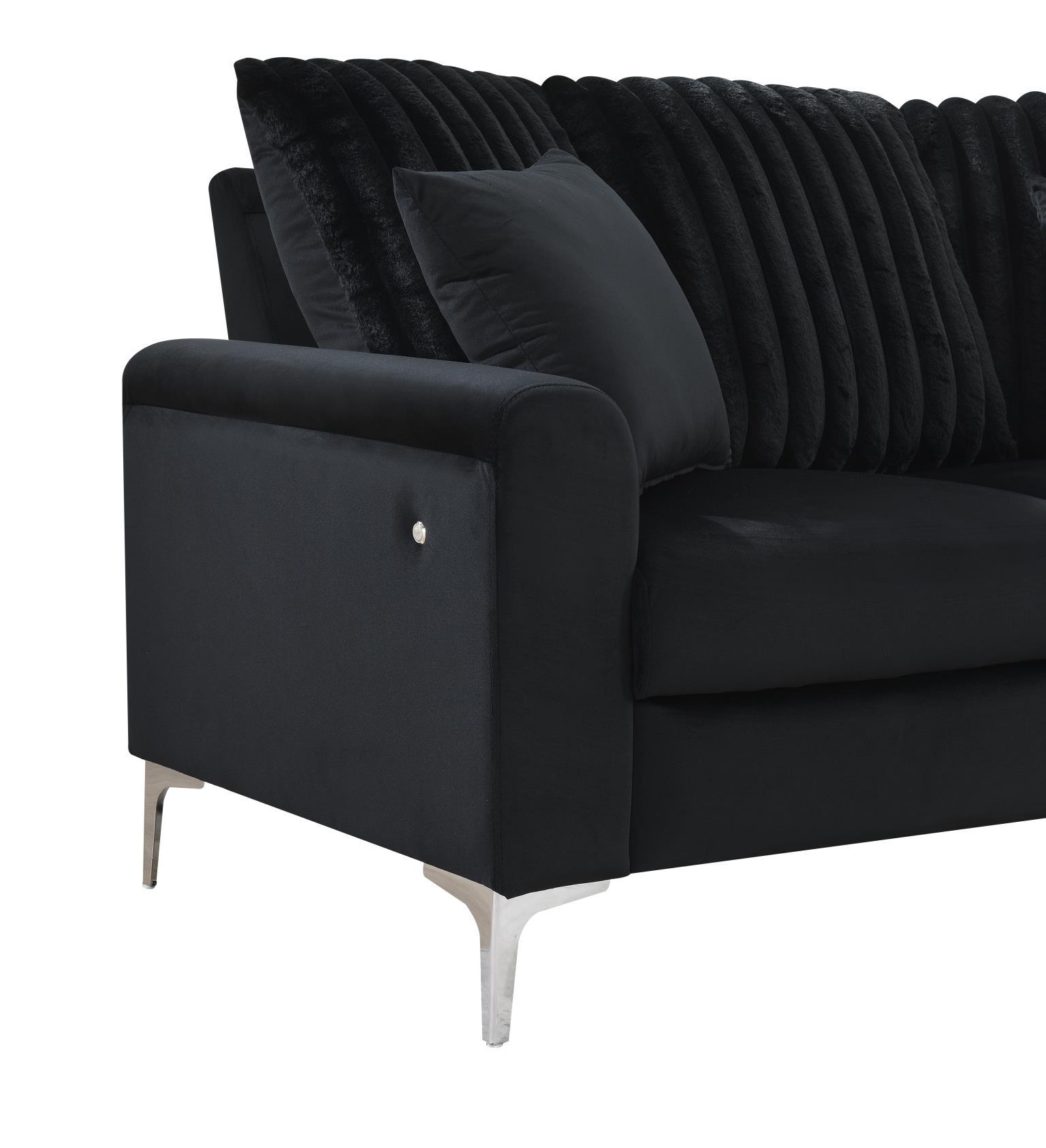 U480 - 3 Piece Living Room Set (Sofa, Loveseat, Chair) - Black