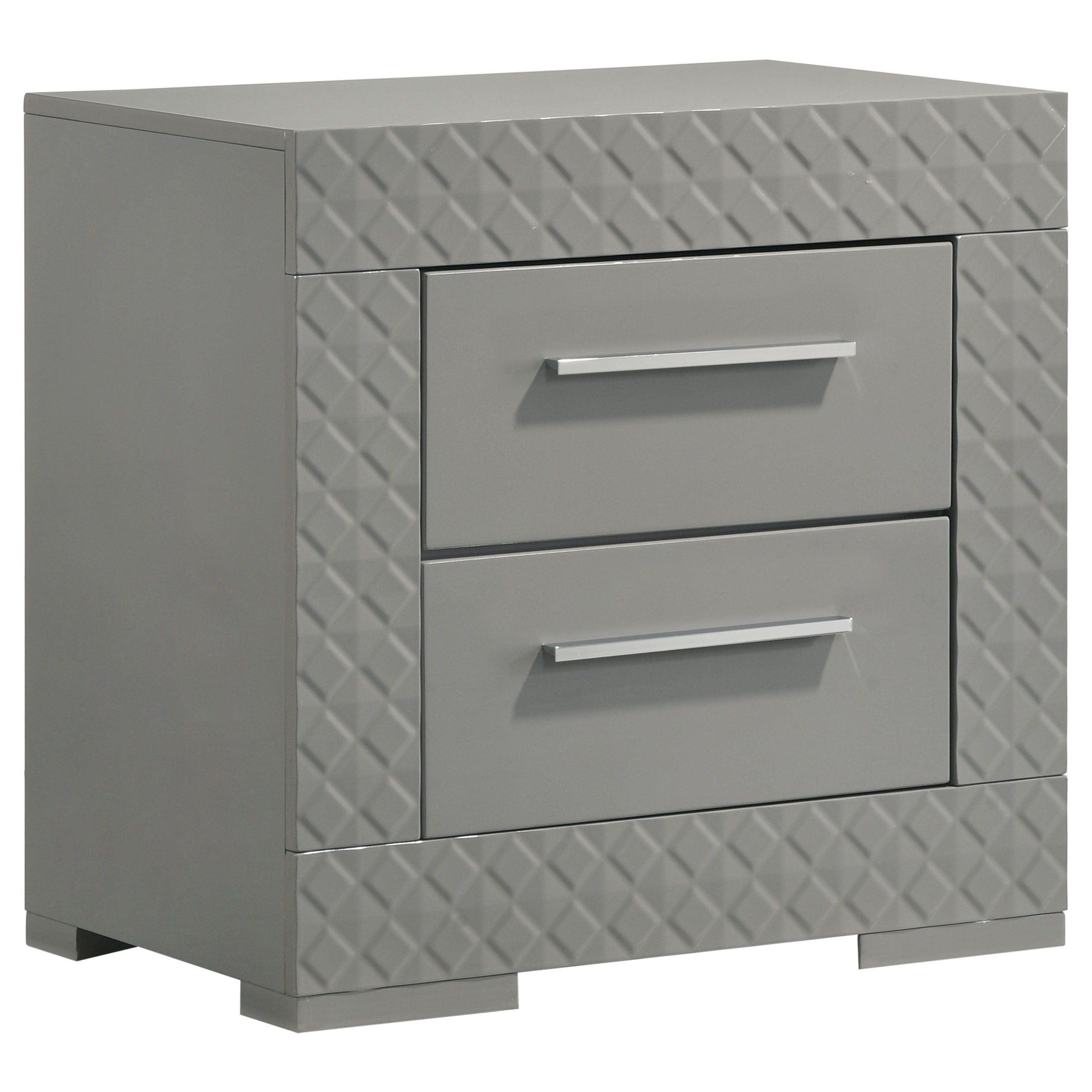 Coaster Fine Furniture Ives - 2-Drawer Nightstand Bedside Table - Gray High Gloss | Meri Furniture