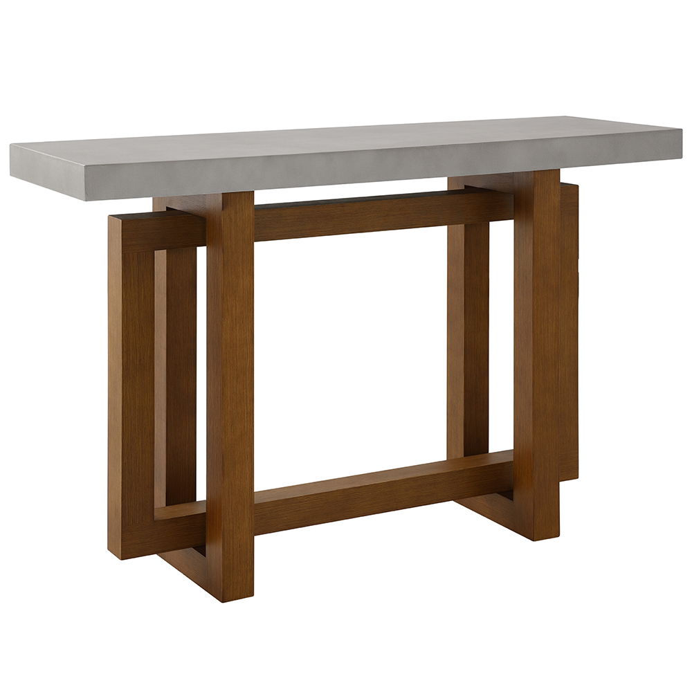 ACME Keven - Sofa Table - Faux Concrete Top & Walnut Finish | Meri Furniture