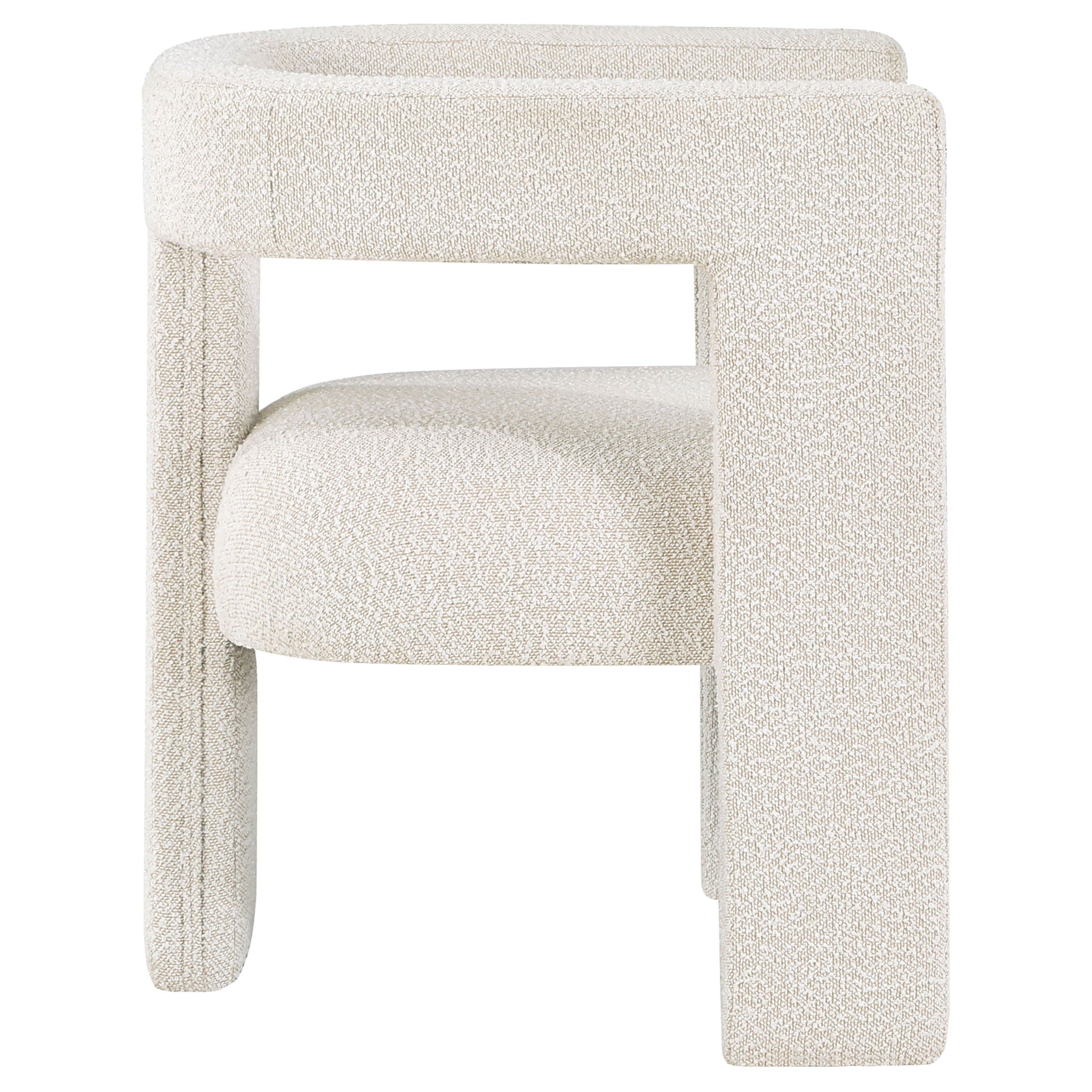Verda - Upholstered Accent Side Chair In Soft With Rounded Open Back And 3 Leg Base - White