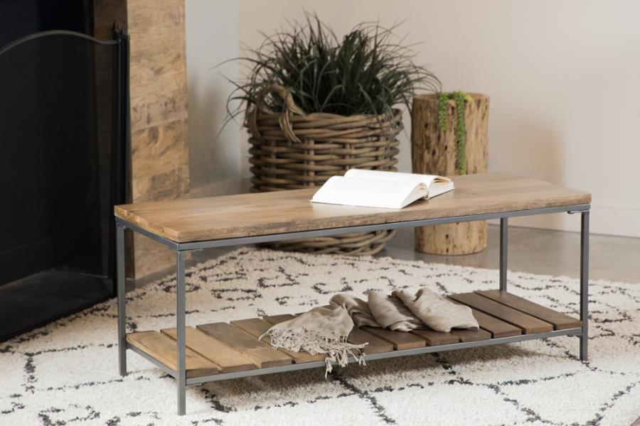 Coaster Fine Furniture Gerbera - Wood Accent Bench With Shelf - Natural And Gunmetal | Meri Furniture