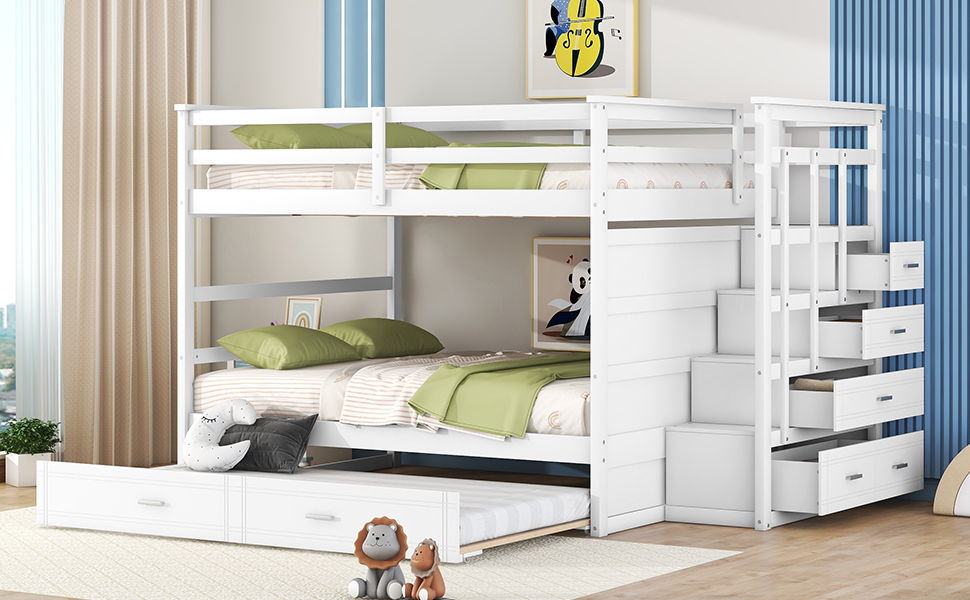 Bunk Bed With Twin Size Trundle And Staircase
