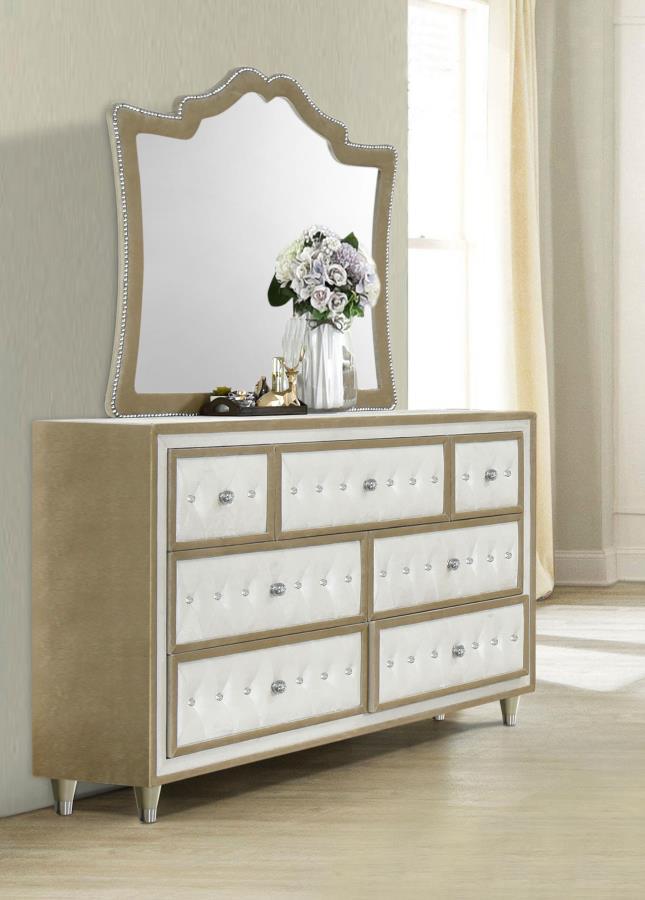 Coaster Fine Furniture Antonella - 7-Drawer Upholstered Dresser With Mirror | Meri Furniture