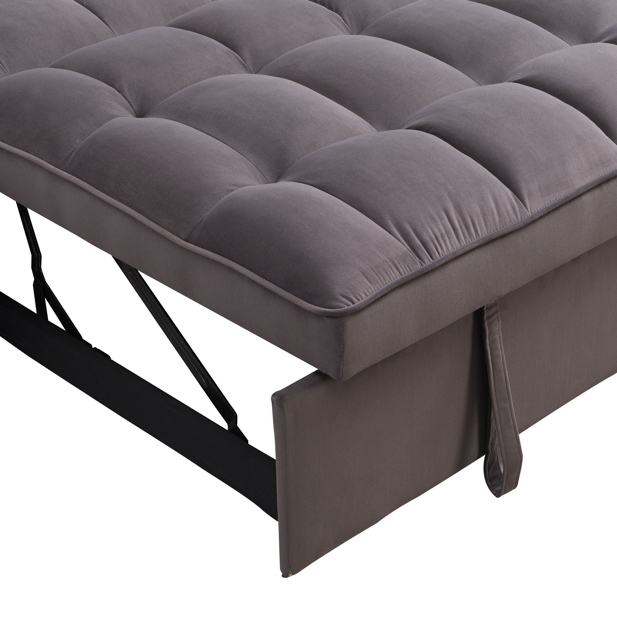 Modern Velvet Loveseat Futon Sofa With Pullout Bed, Adjustable Reclining Backrest, Toss Pillows