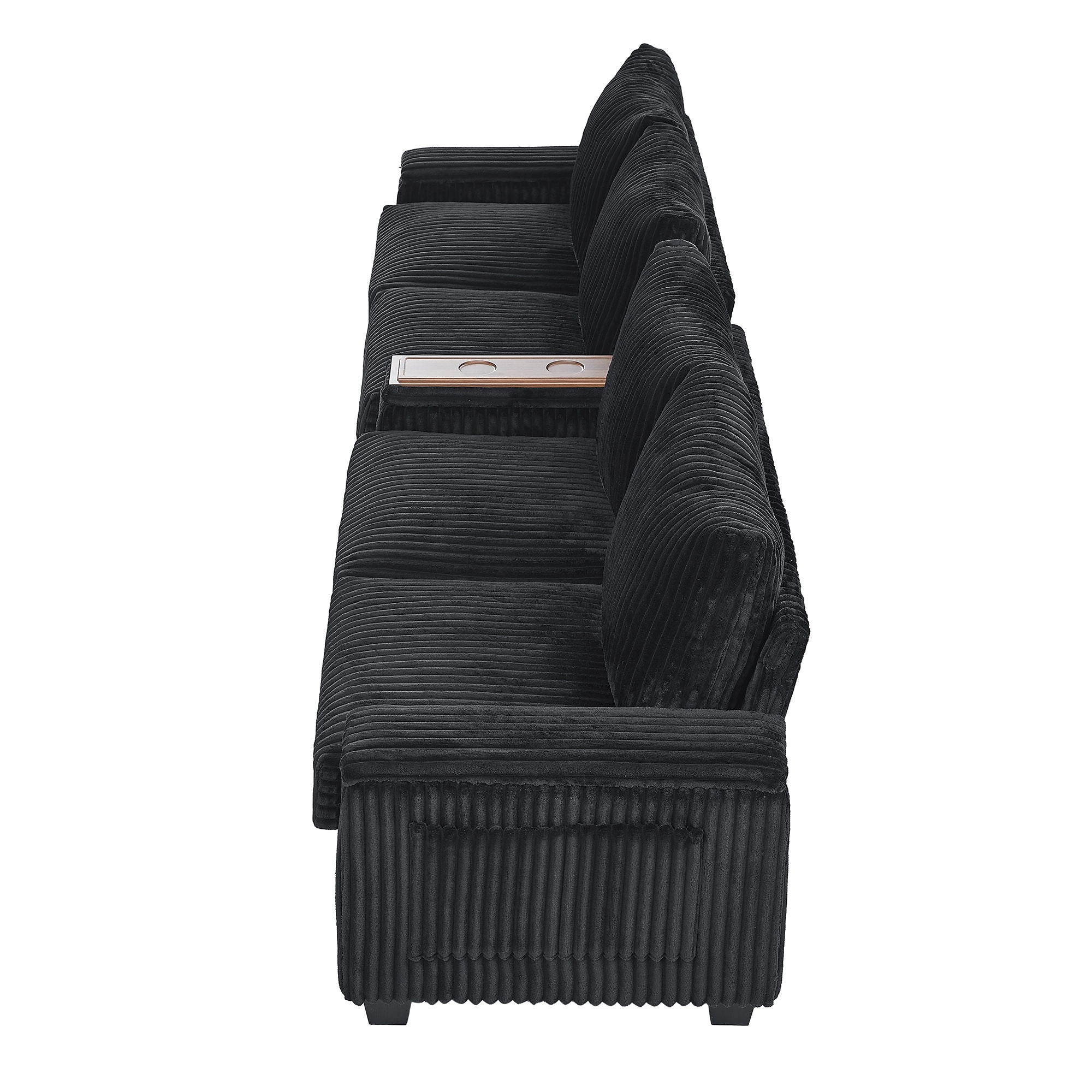 Modern 4 Seater Corduroy Sofa Couch With USB Ports And Hidden Storage