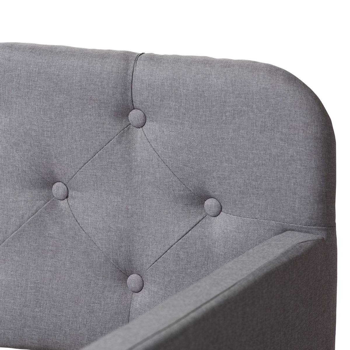 Camelia Modern and Contemporary Grey Fabric Upholstered Button-Tufted Twin Size Sofa Daybed with Roll-Out Trundle Guest Bed
