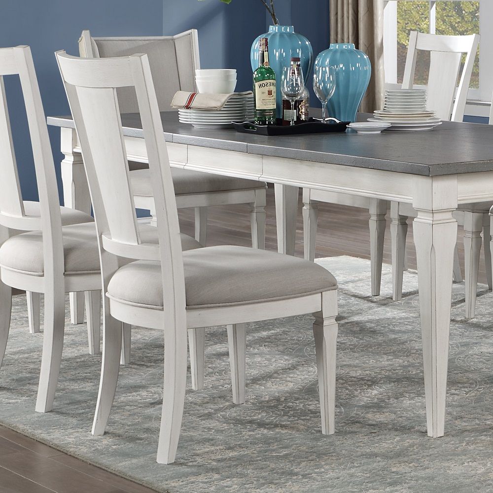 ACME Katia - Side Chair (Set of 2) - Light Gray & Weathered White | Meri Furniture