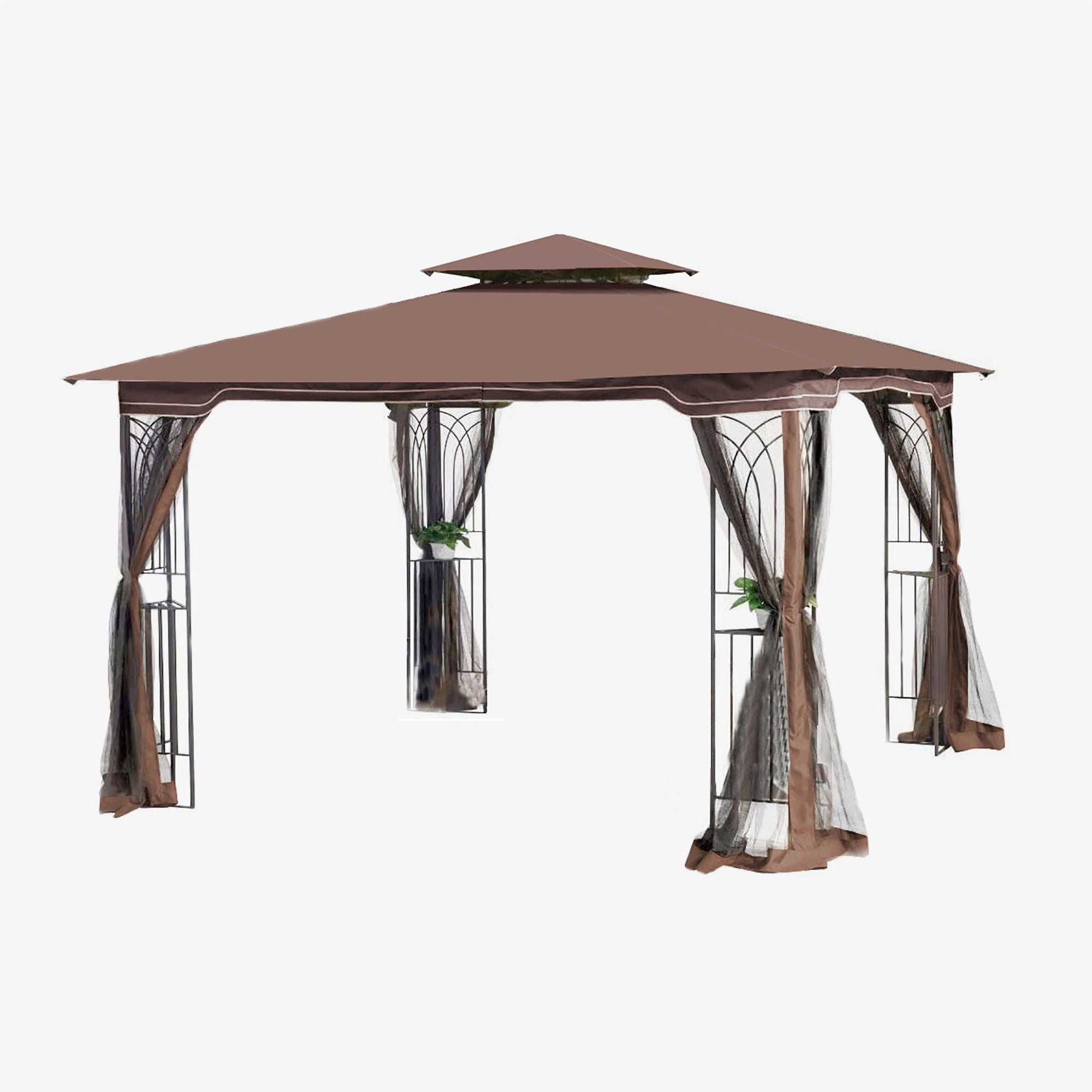 Patio Gazebo Tent With Ventilated Double Roof And Mosquito Net
