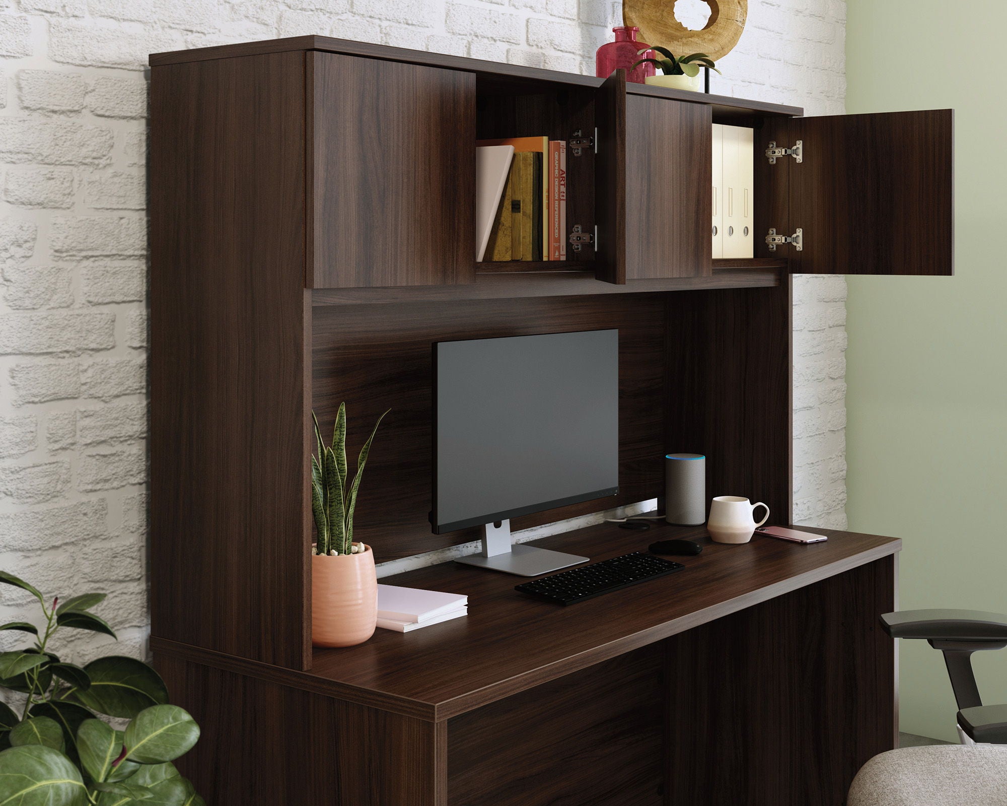 60" Desktop Hutch in Noble Elm