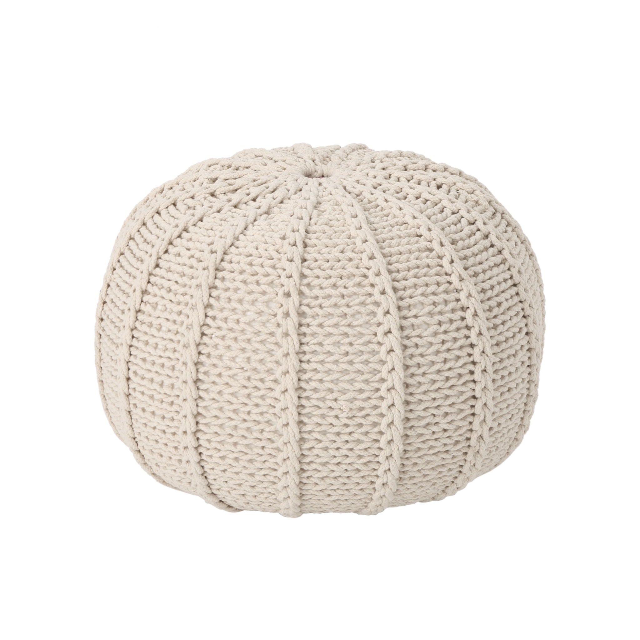 Bordeaux - Knitted Cotton Round Pouf Ottoman And Floor Cushion