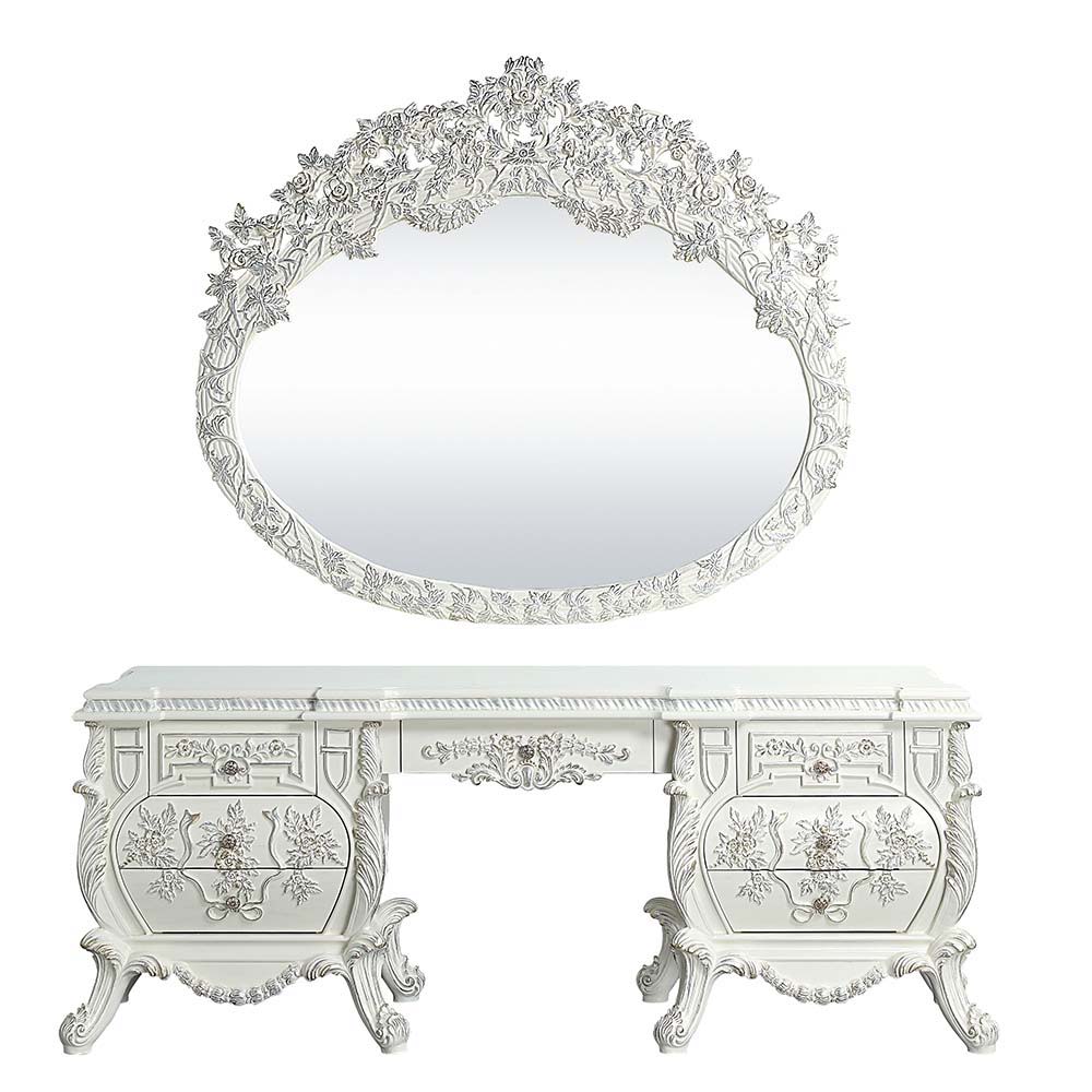ACME Vanaheim - Vanity Desk - Antique White Finish | Meri Furniture