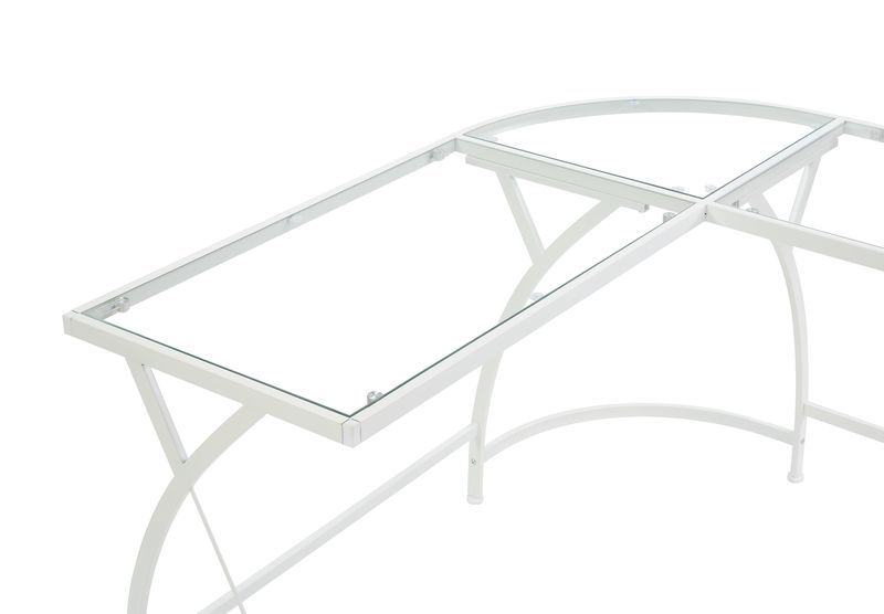 Corner Computer Desk Orientation: "L" Shape Metal Frame BaseRectangular Table Top w/Tempered Glass