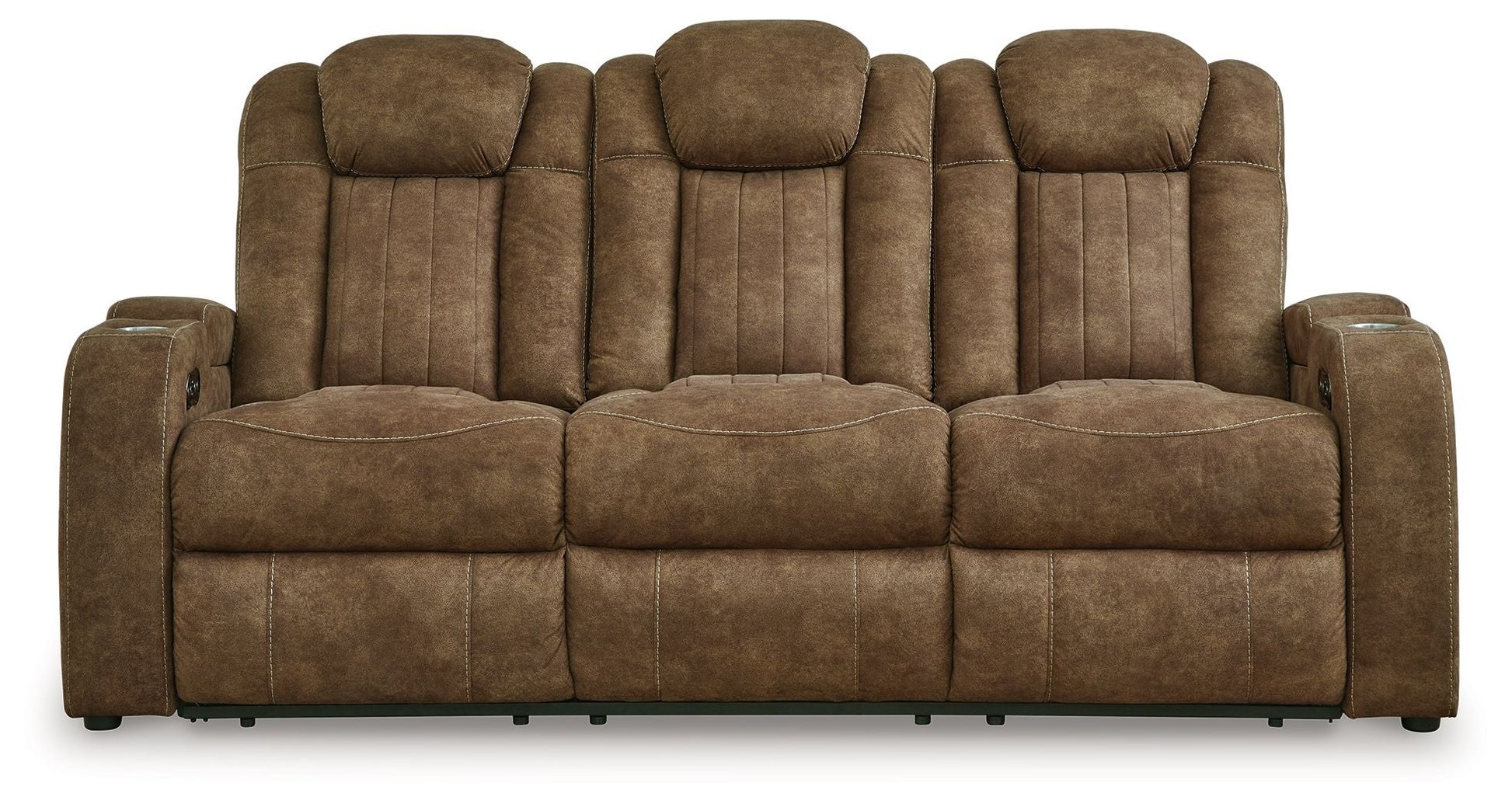 Signature Design by Ashley® Wolfridge - Brindle - Power Reclining Sofa With Adj Headrest | Meri Furniture