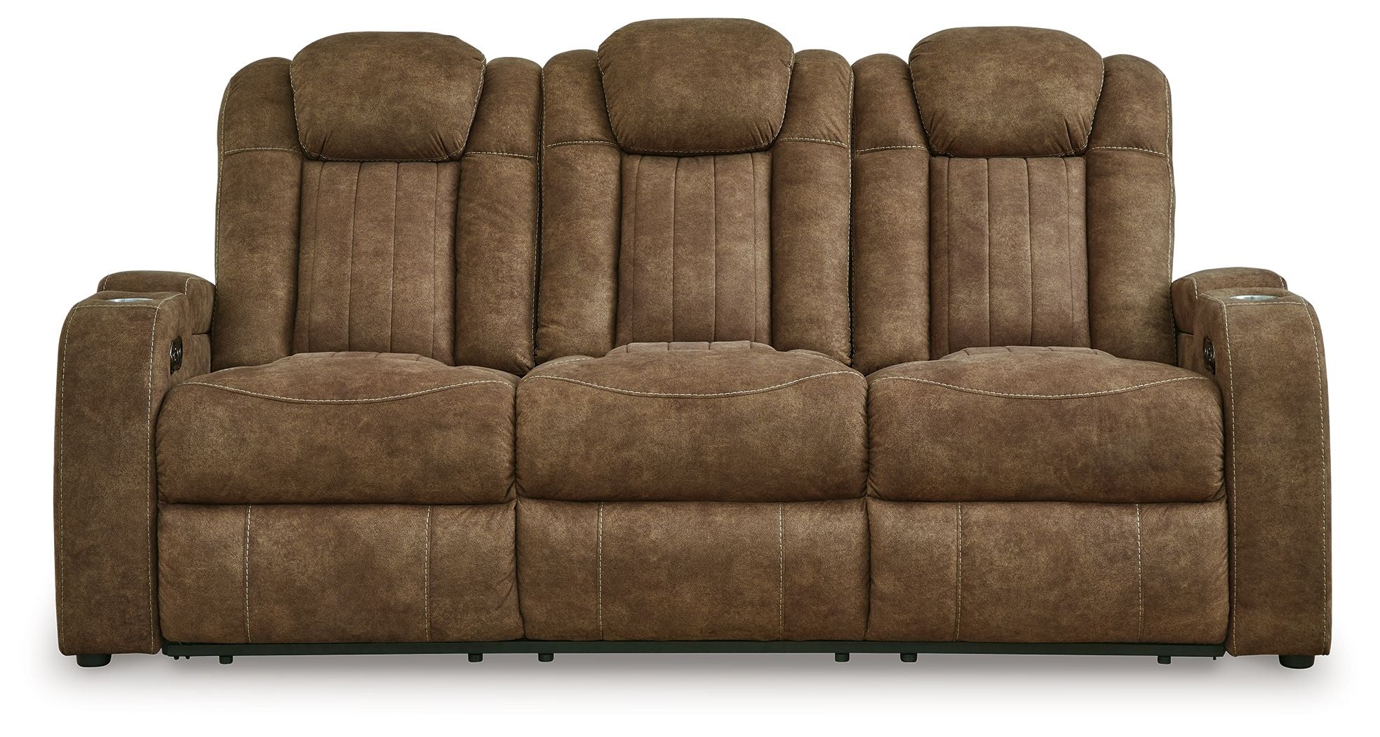 Signature Design by Ashley® Wolfridge - Brindle - Power Reclining Sofa With Adj Headrest | Meri Furniture
