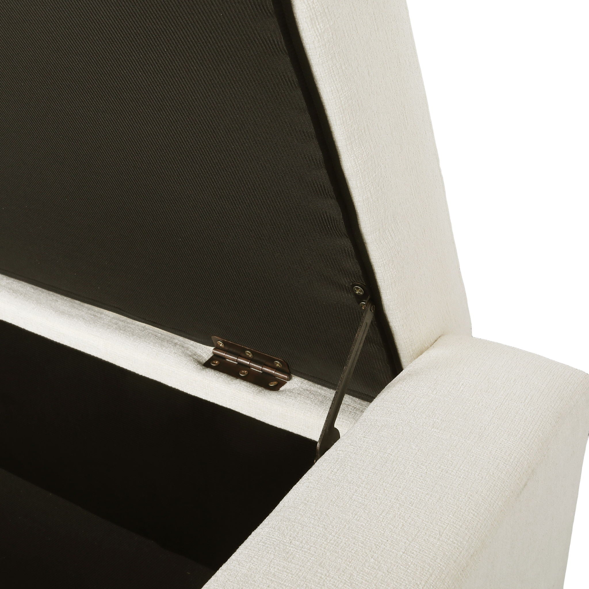 Textured Fabric Ottoman Bench With Hinged Lid