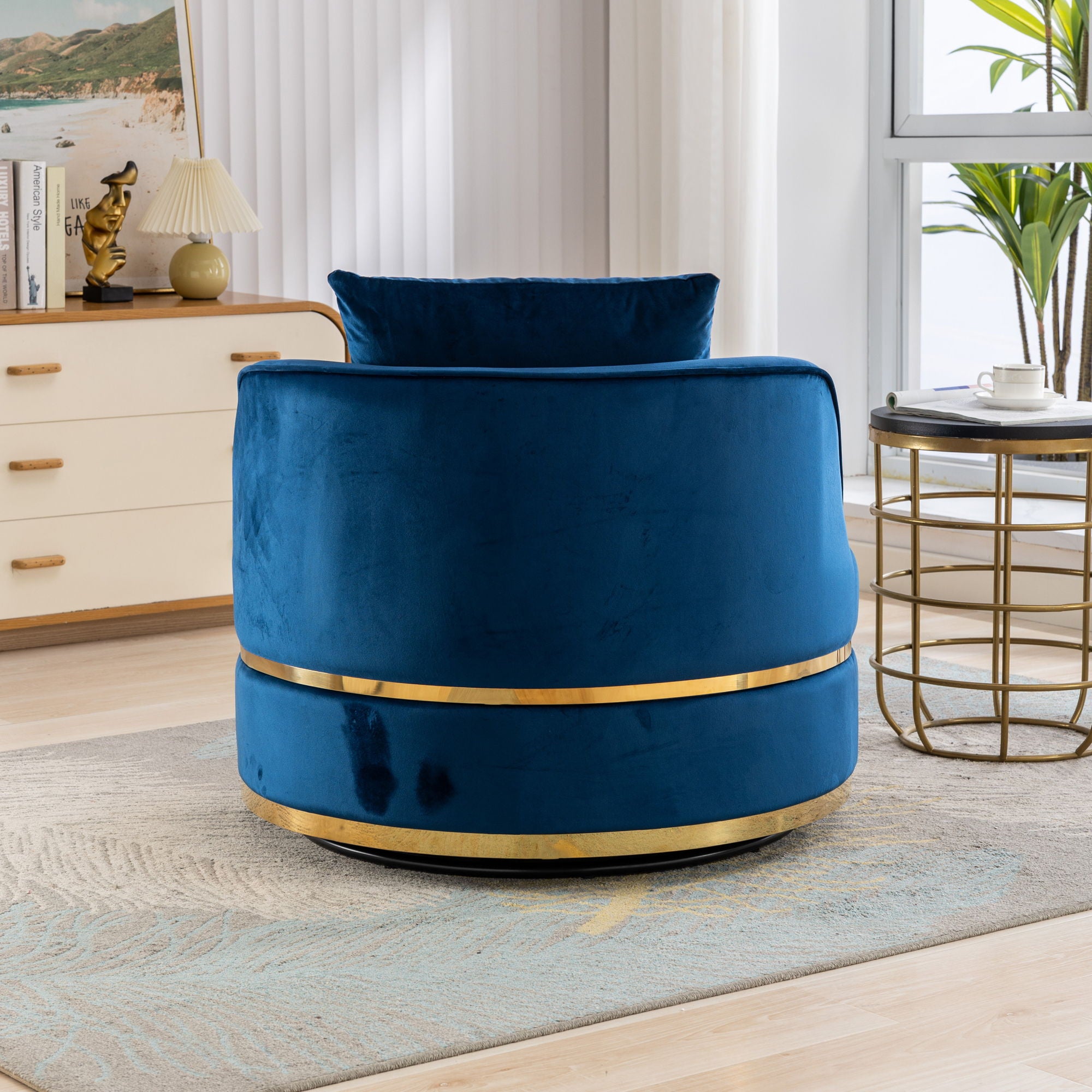 360 Degree Swivel Over Sized Upholstered Barrel Chair