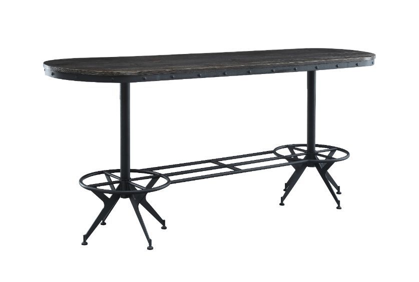 ACME Zangief - Counter Height Table - Salvaged Brown & Black Finish | Meri Furniture