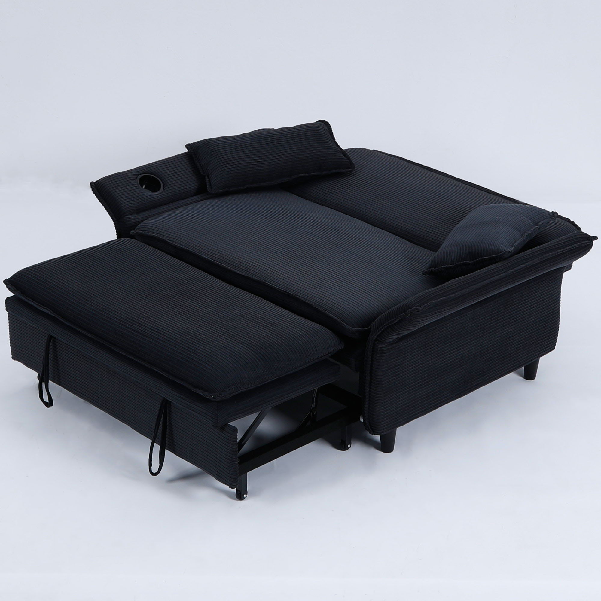 Modern Fabric Multi-Functional Sofa Bed With Adjustable Armrests And Backrests