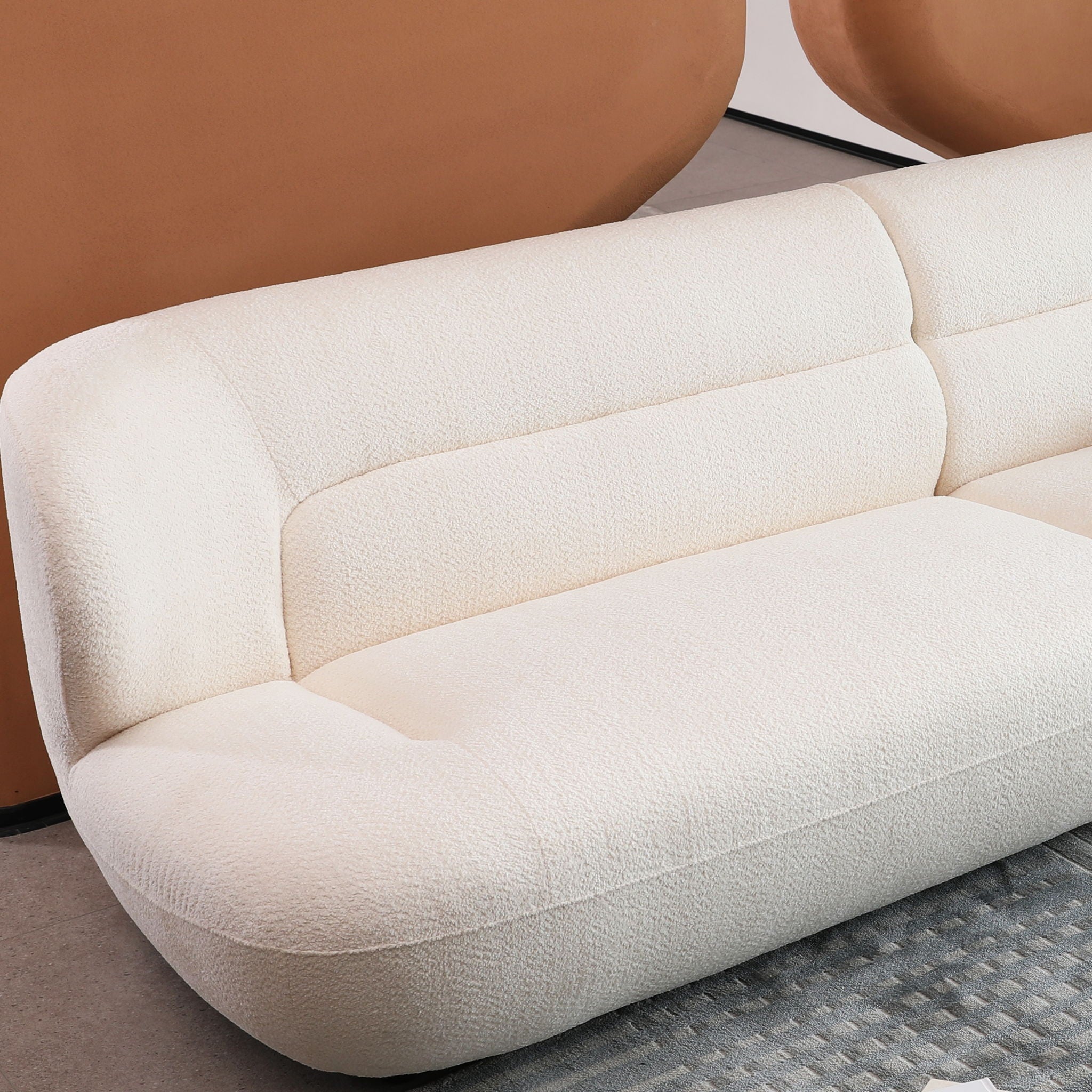 Modern Fashion Yp40116W Circular Curve Design Sofa, 4 Seater For Office & Bedroom - White