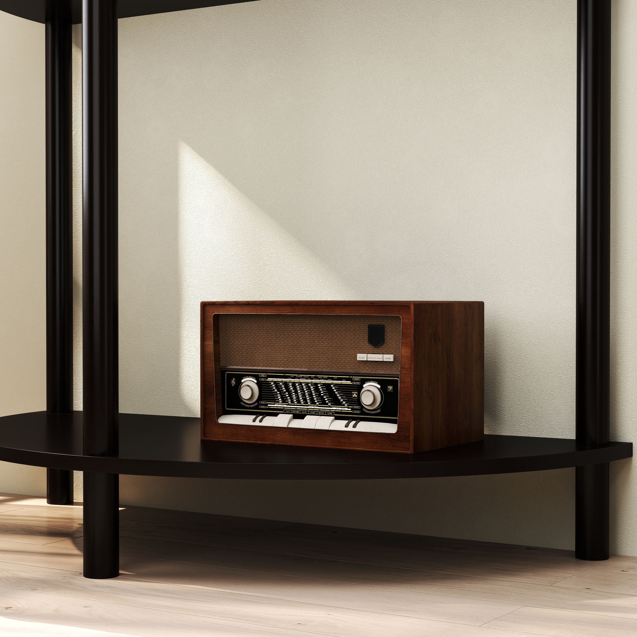 Boho Rattan Semi Circle End Table With Sliding Rattan Door, Storage And Bottom Shelf