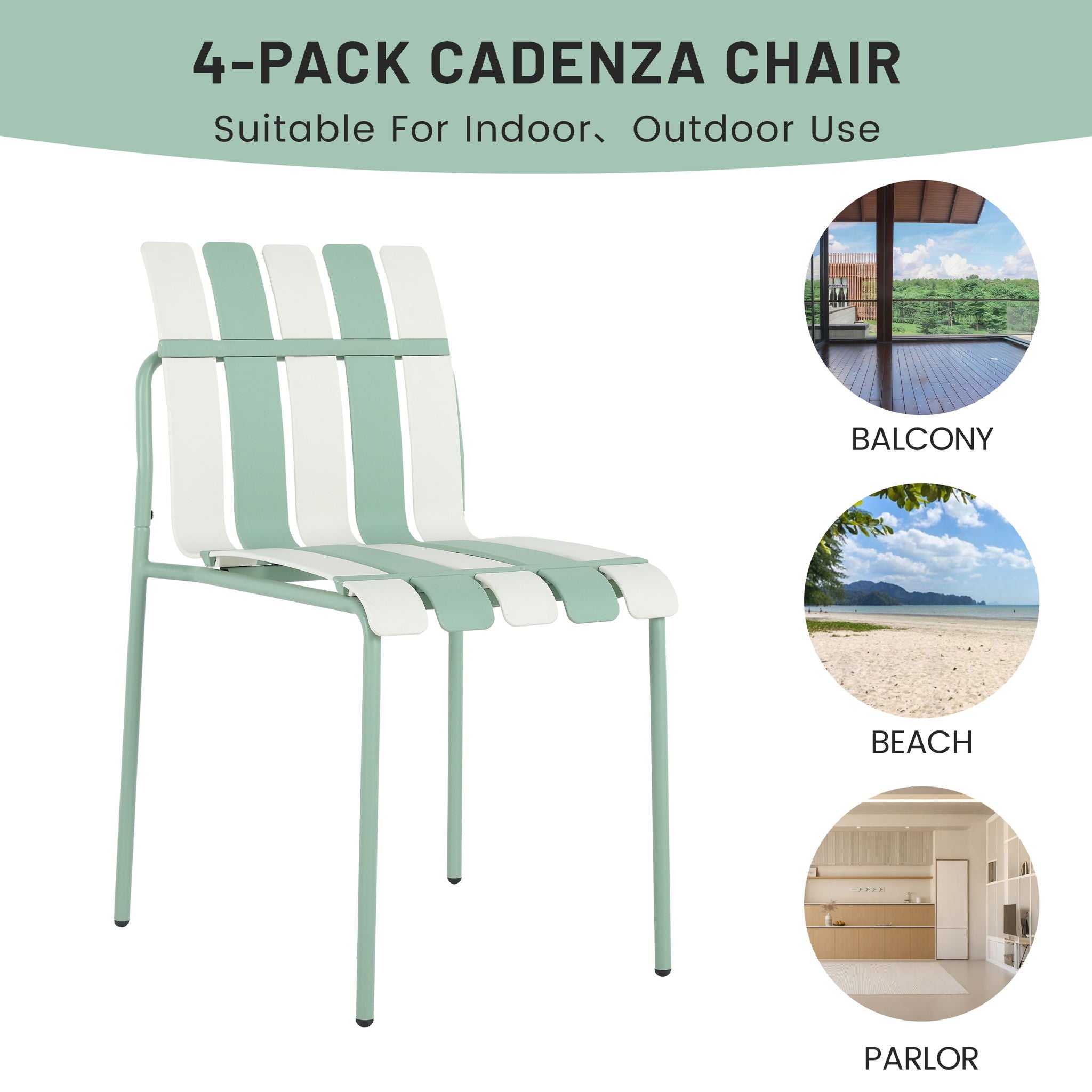 4 Piece Set Of Modern Color Block Designed Single Chairs With Folding Square Table