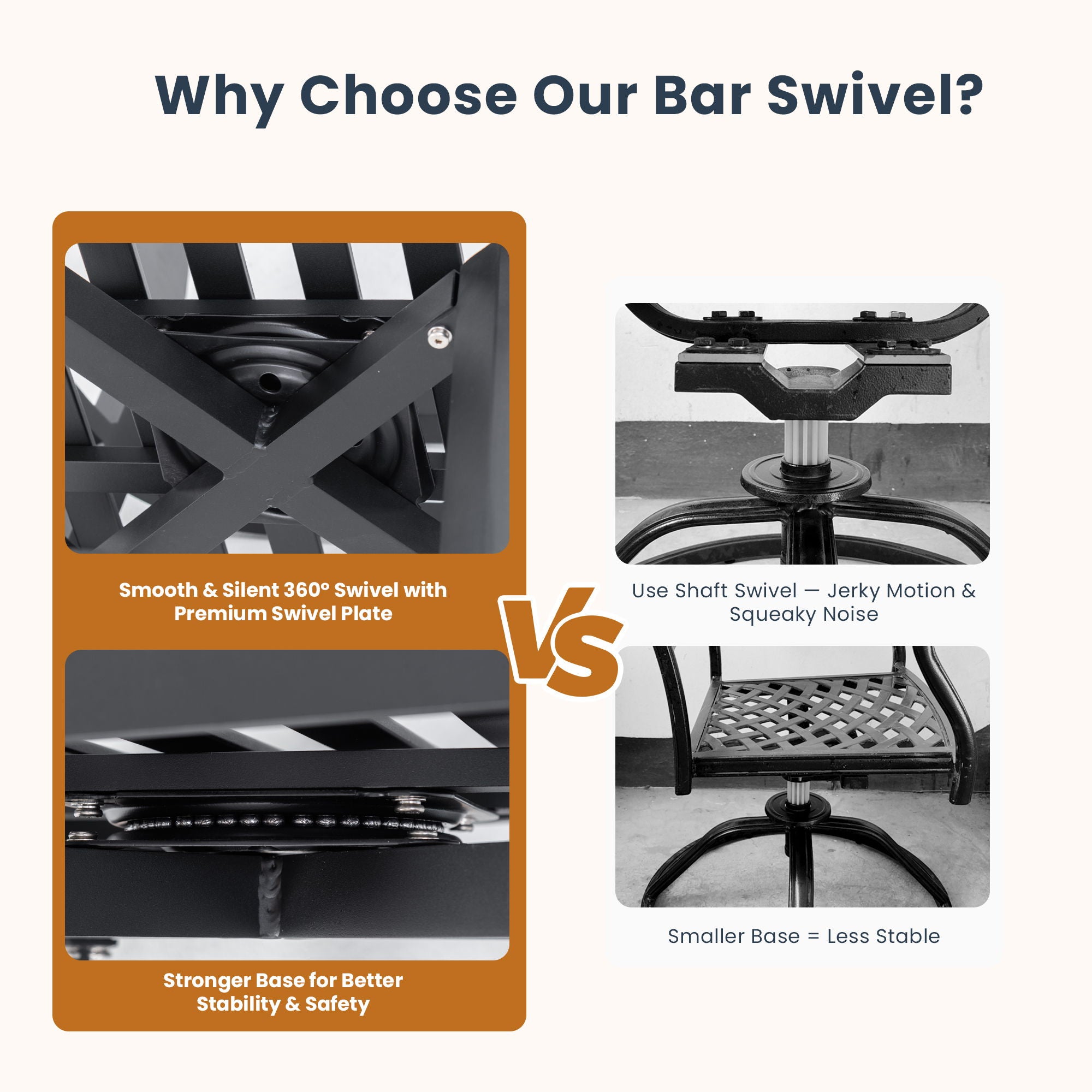 5 Pieces Outdoor Patio Bar Set, Rounded Square Sintered Stone Table & 4 Swivel Bar Chairs