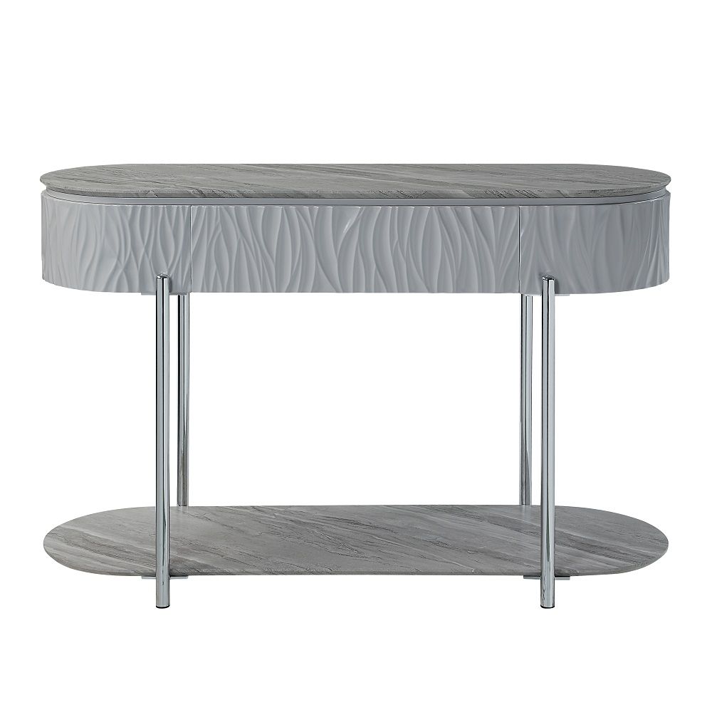 ACME Yukino - Sofa Table - Gray High & Chrome | Meri Furniture