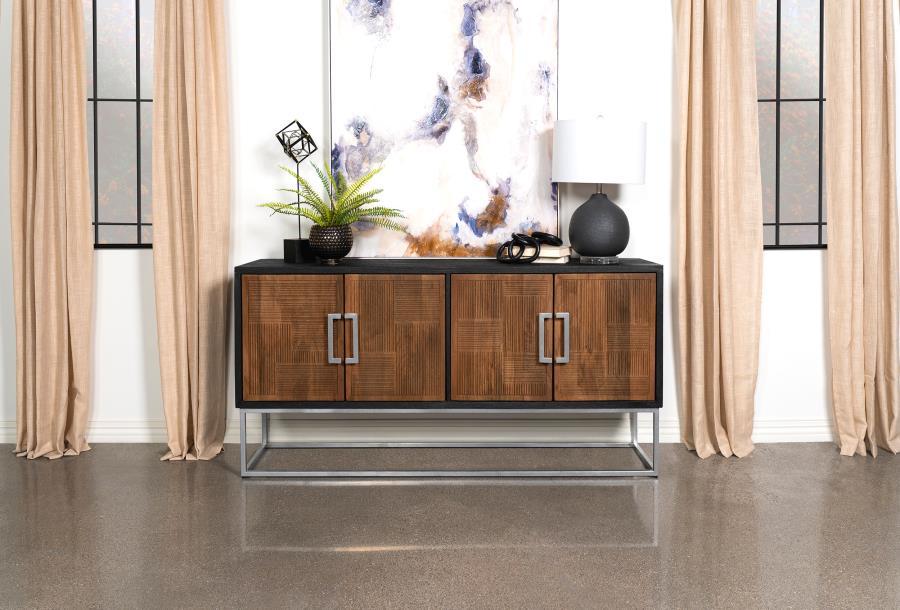 Coaster Fine Furniture Borman - 4 Door Wood Accent Cabinet - Walnut And Black | Meri Furniture