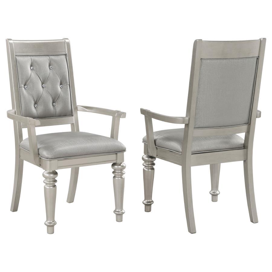 Coaster Fine Furniture Bling Game - Dining Arm Chair (Set of 2) - Metallic Platinum | Meri Furniture